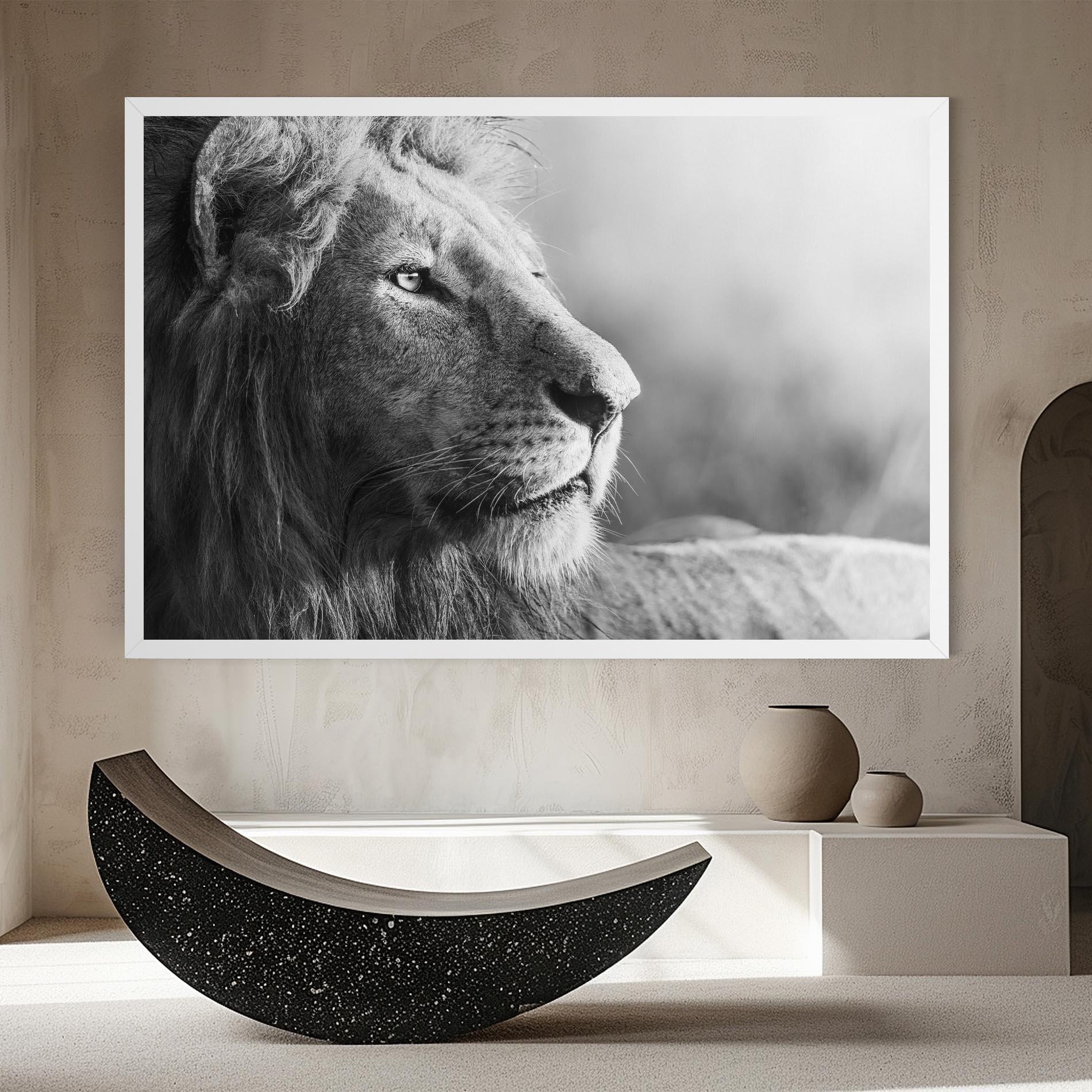 Картина на платно Grey Lion Head mockup 8