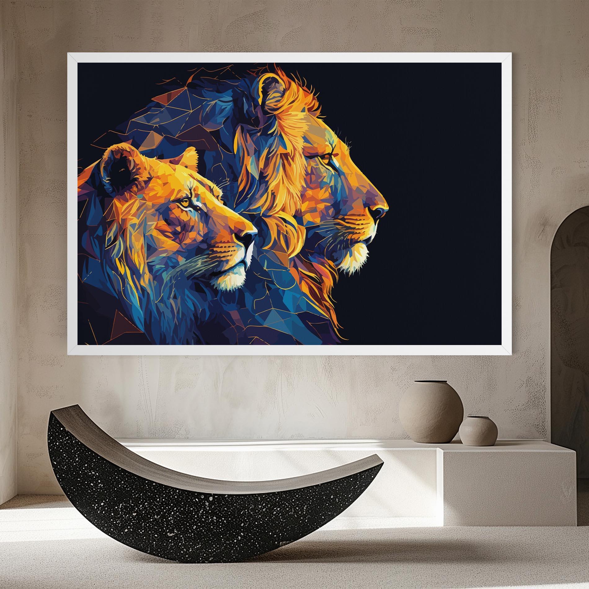 Картина на платно Orange Blue Lion mockup 8