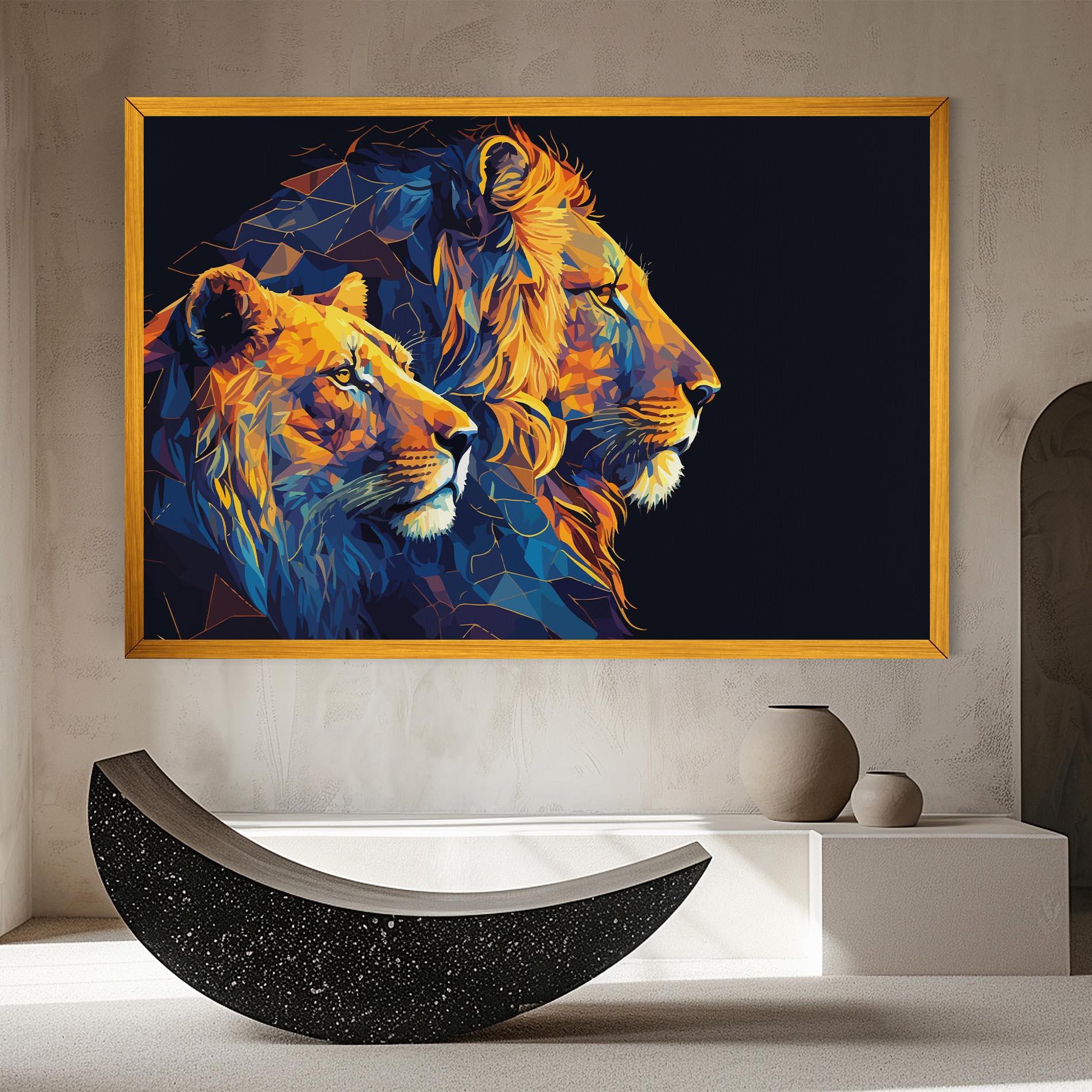 Картина на платно Orange Blue Lion mockup 8