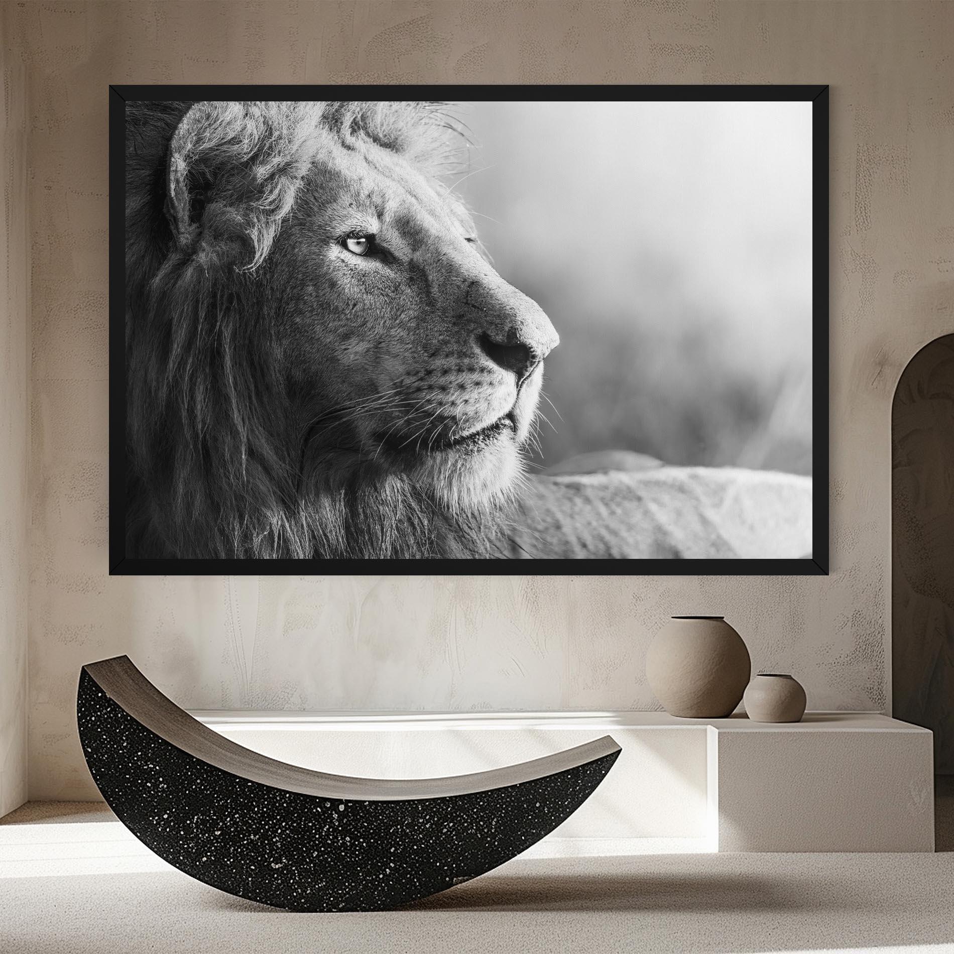 Картина на платно Grey Lion Head mockup 8