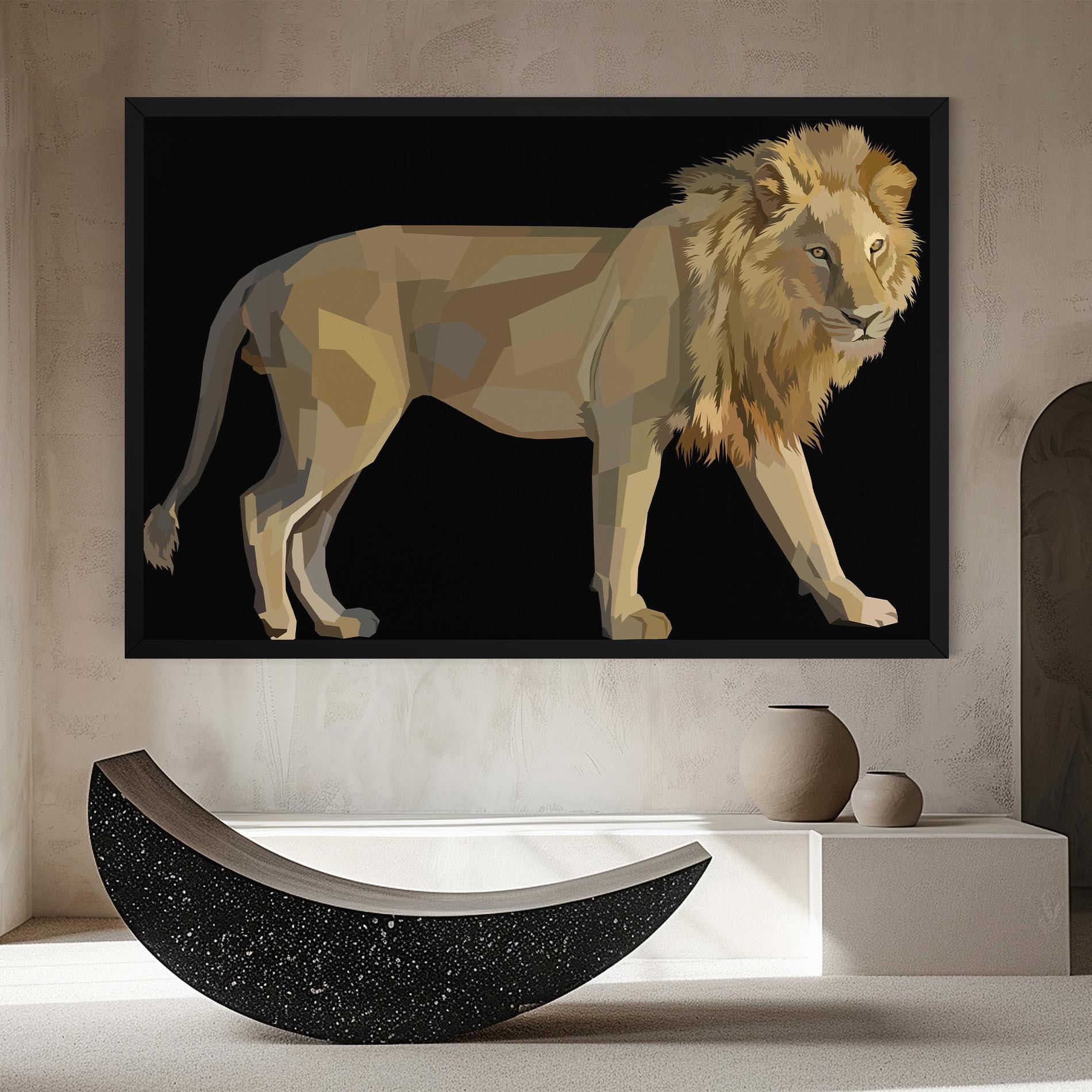 Картина на платно Lion Art On Black mockup 8
