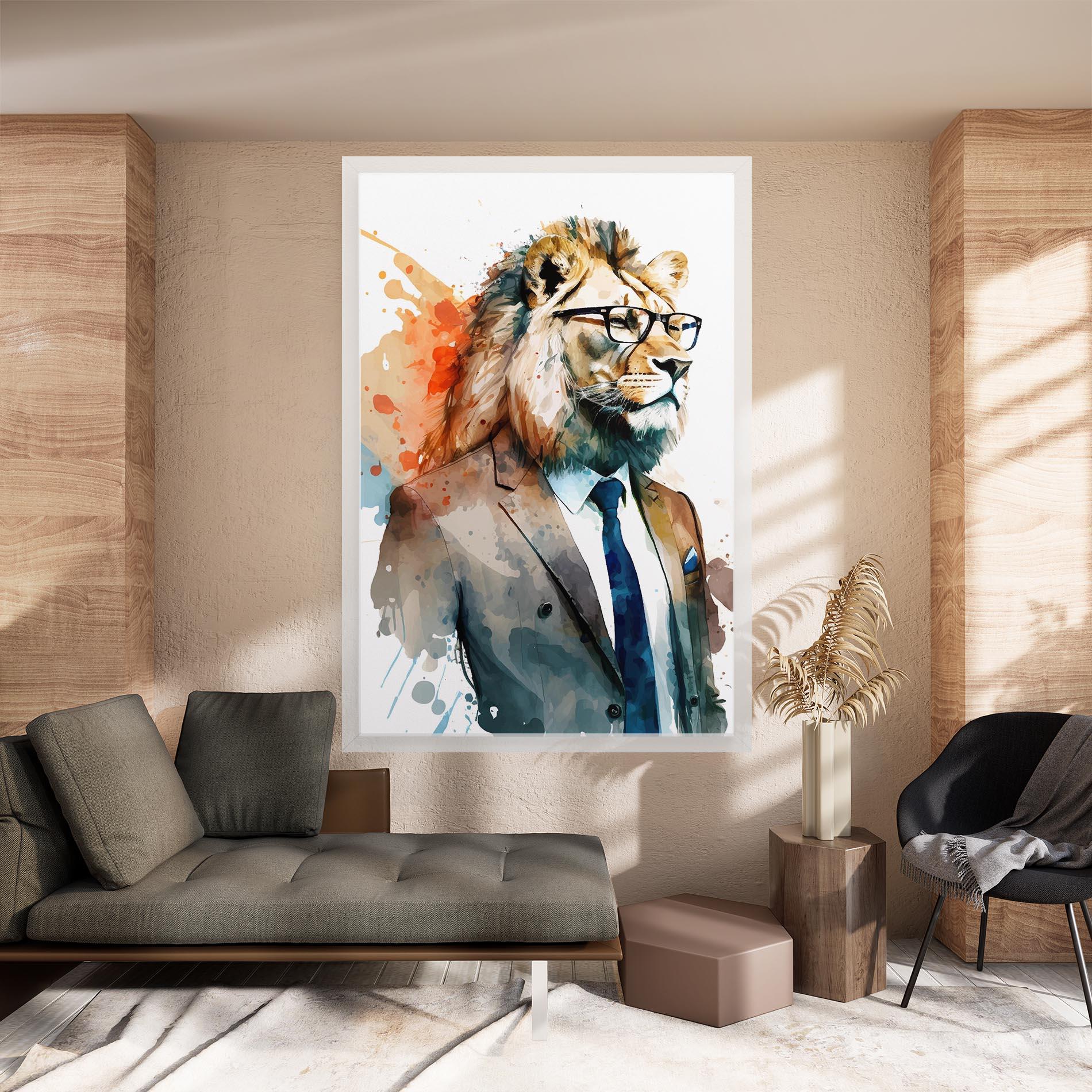 Картина на платно Brown Suit Lion mockup 8