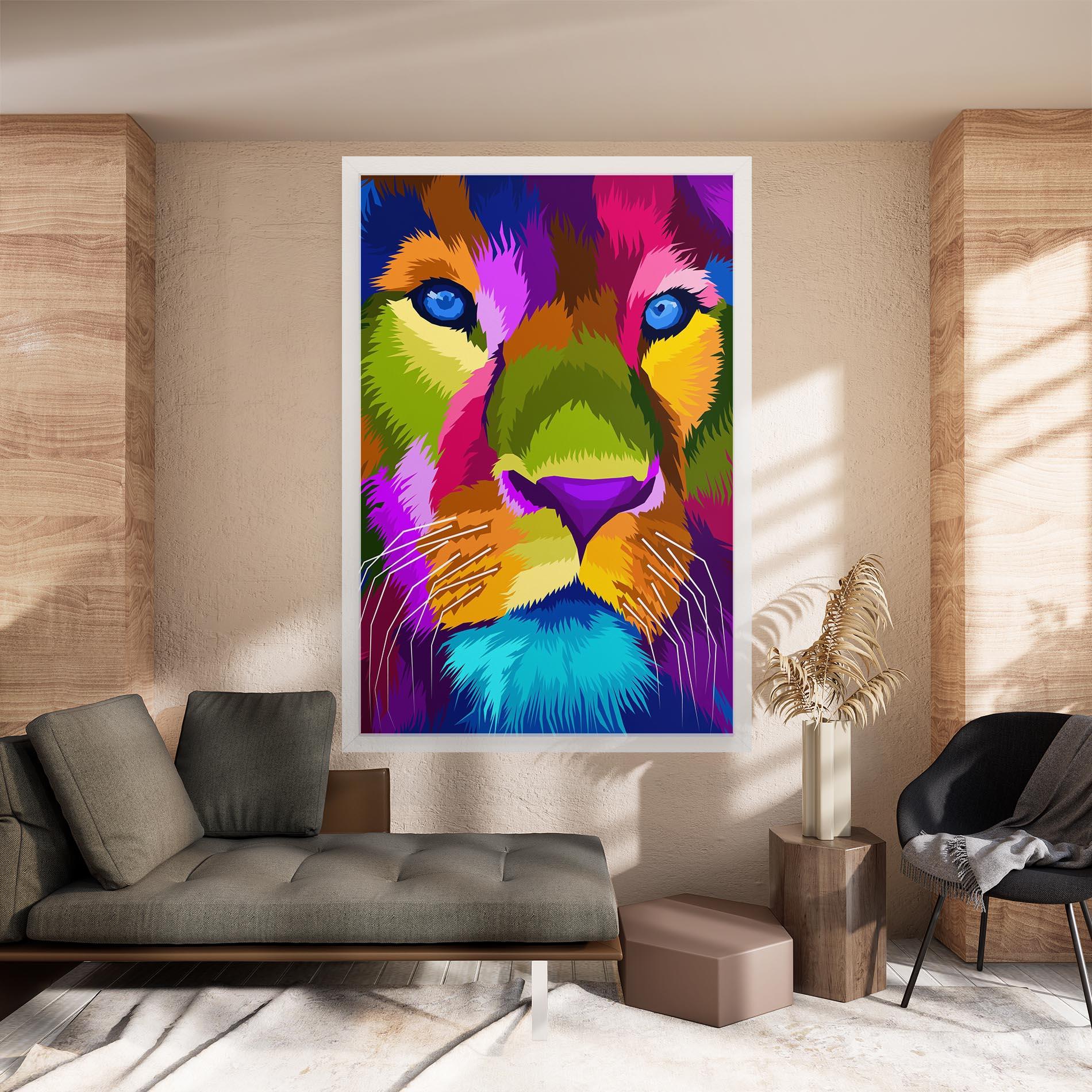 Картина на платно Color Lion Close Up mockup 8