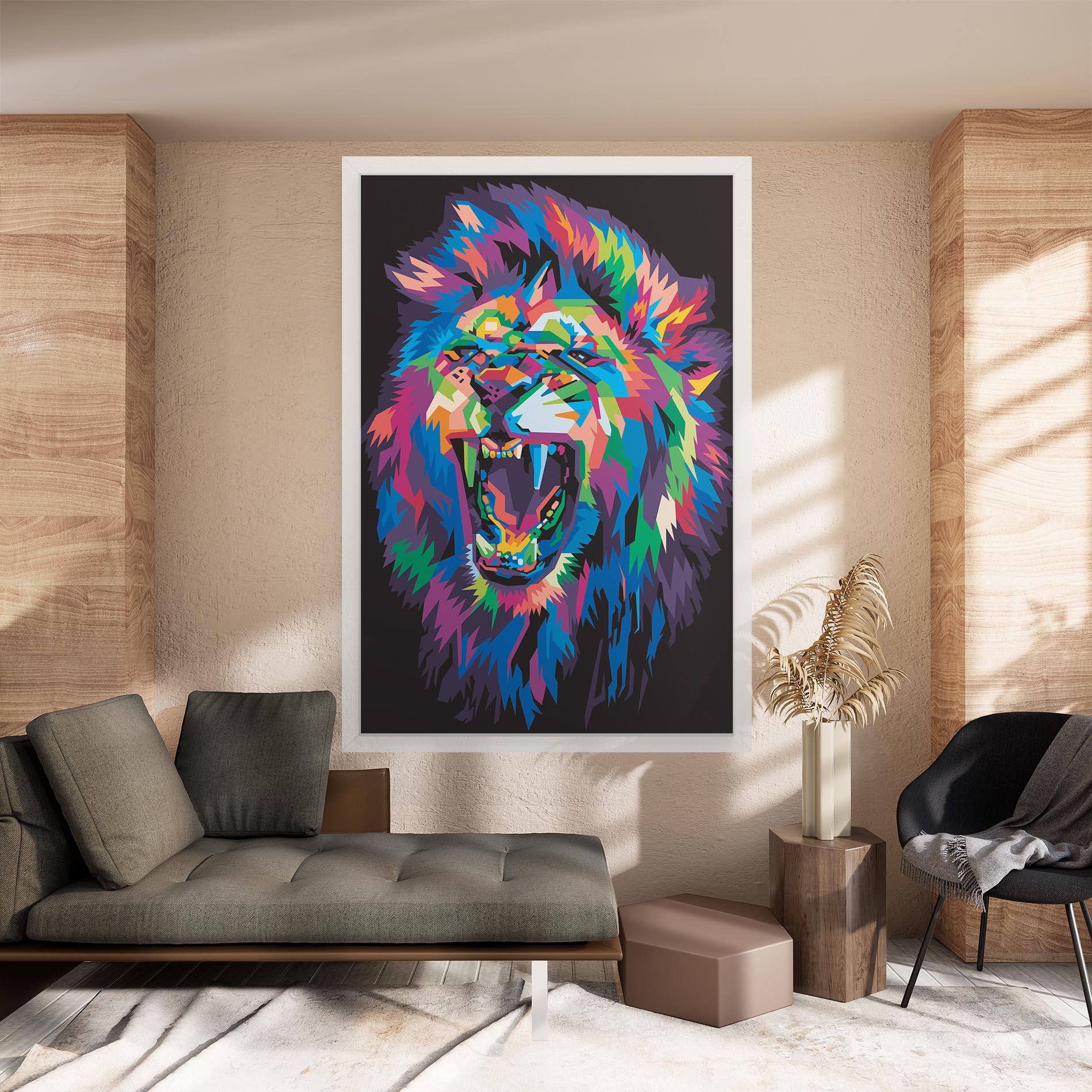 Картина на платно Colorful Lion Head mockup 8