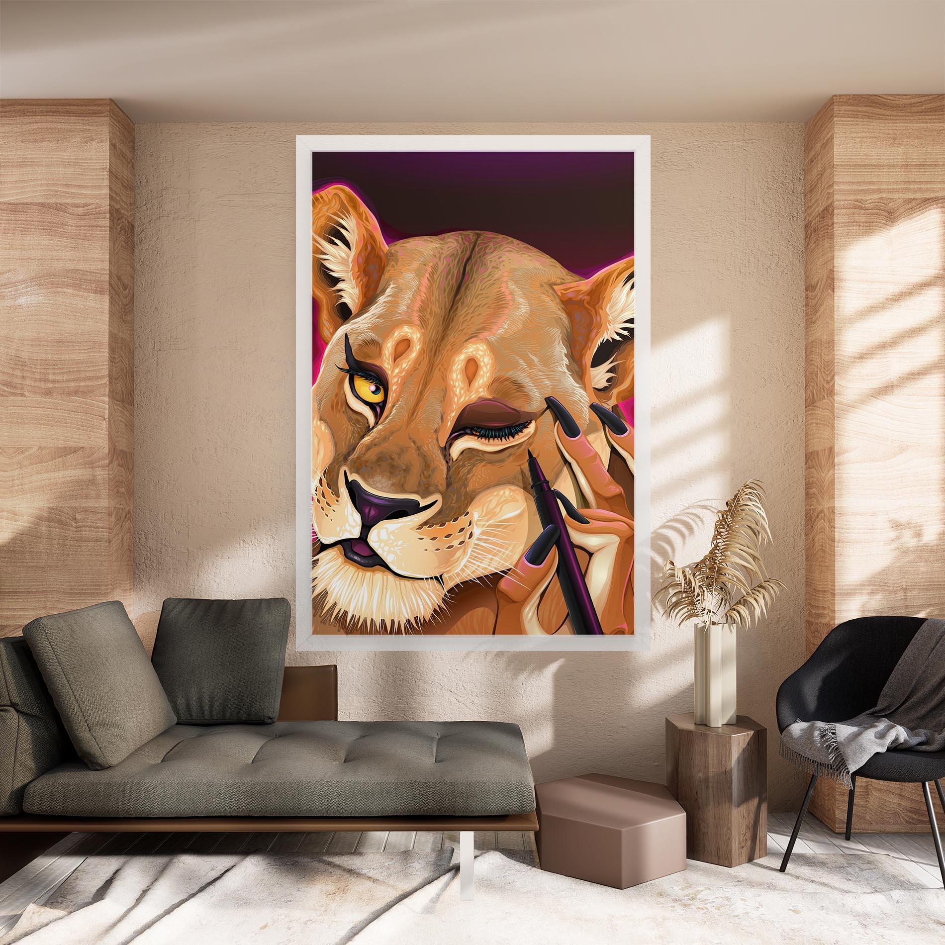 Картина на платно Female Lion Makeup mockup 8