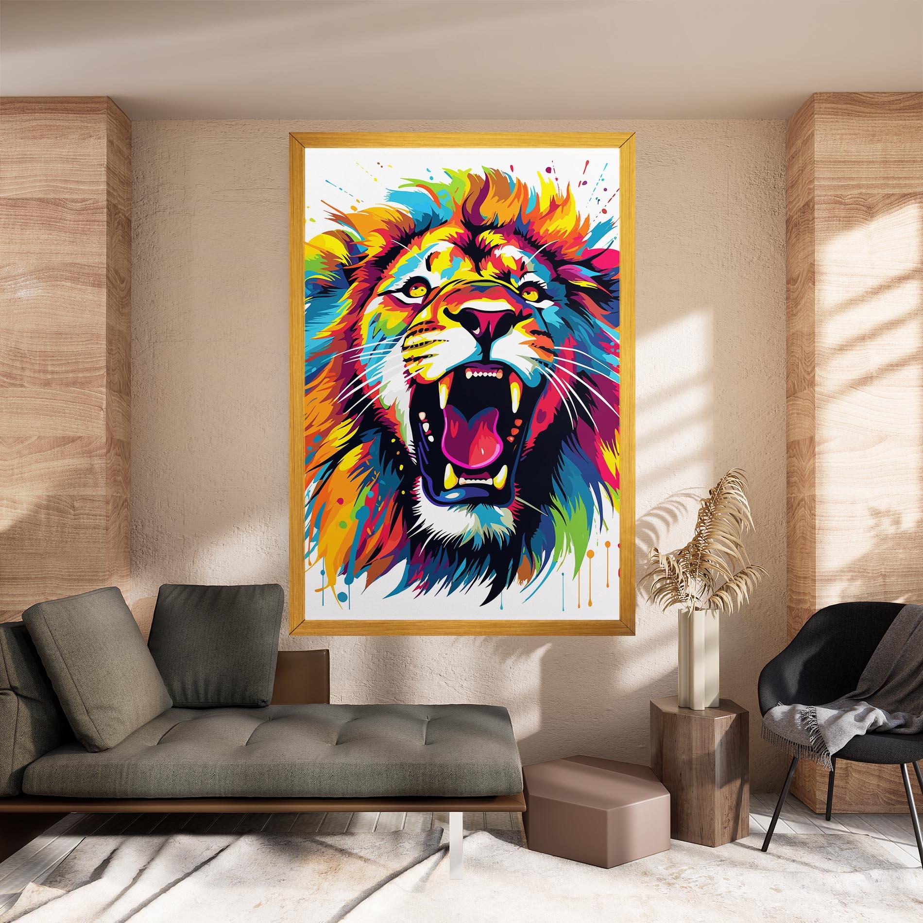 Картина на платно Angry Lion Mix mockup 8