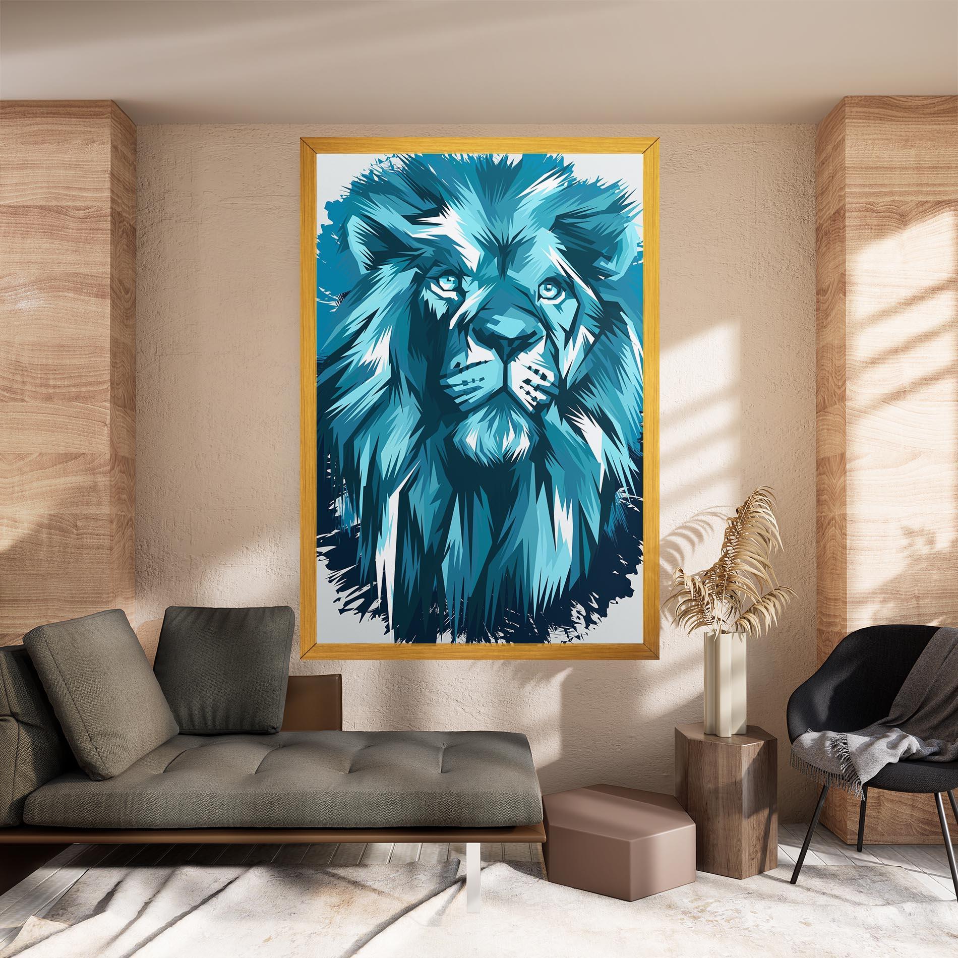 Картина на платно Blue Lion Head mockup 8