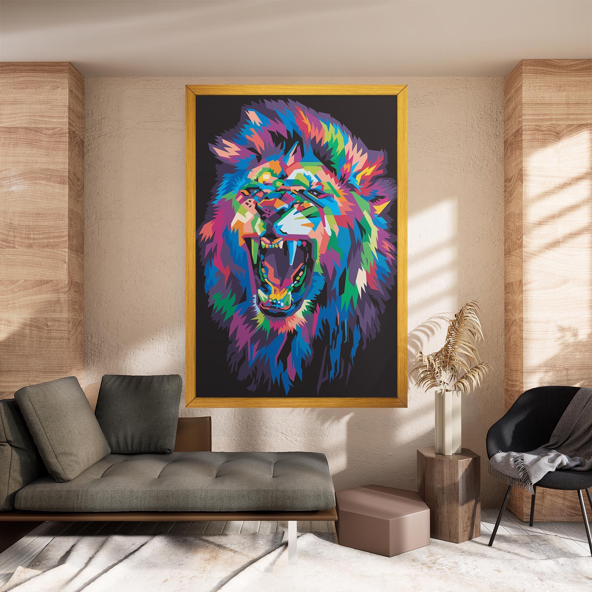 Картина на платно Colorful Lion Head mockup 8