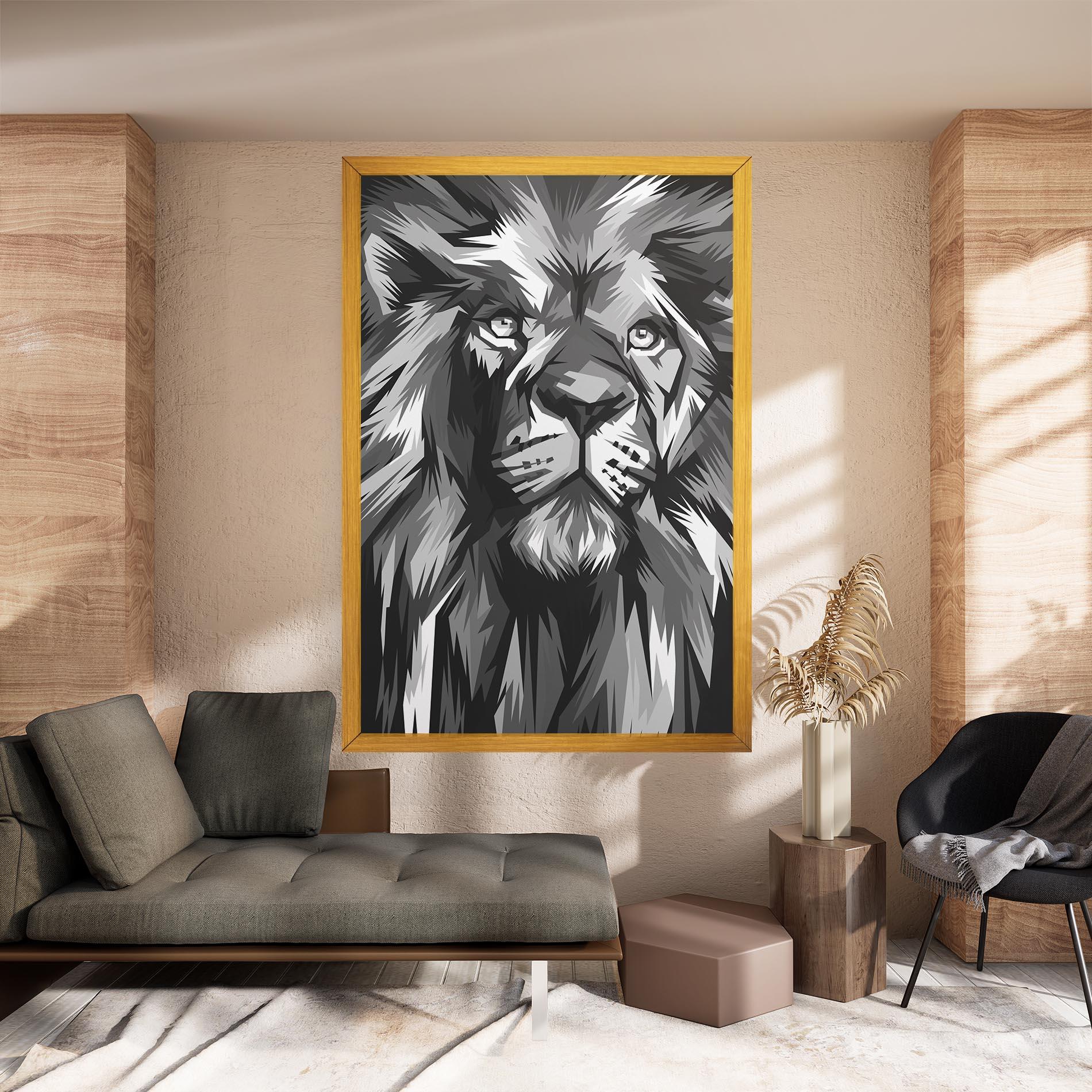 Картина на платно Grey Head Lion mockup 8
