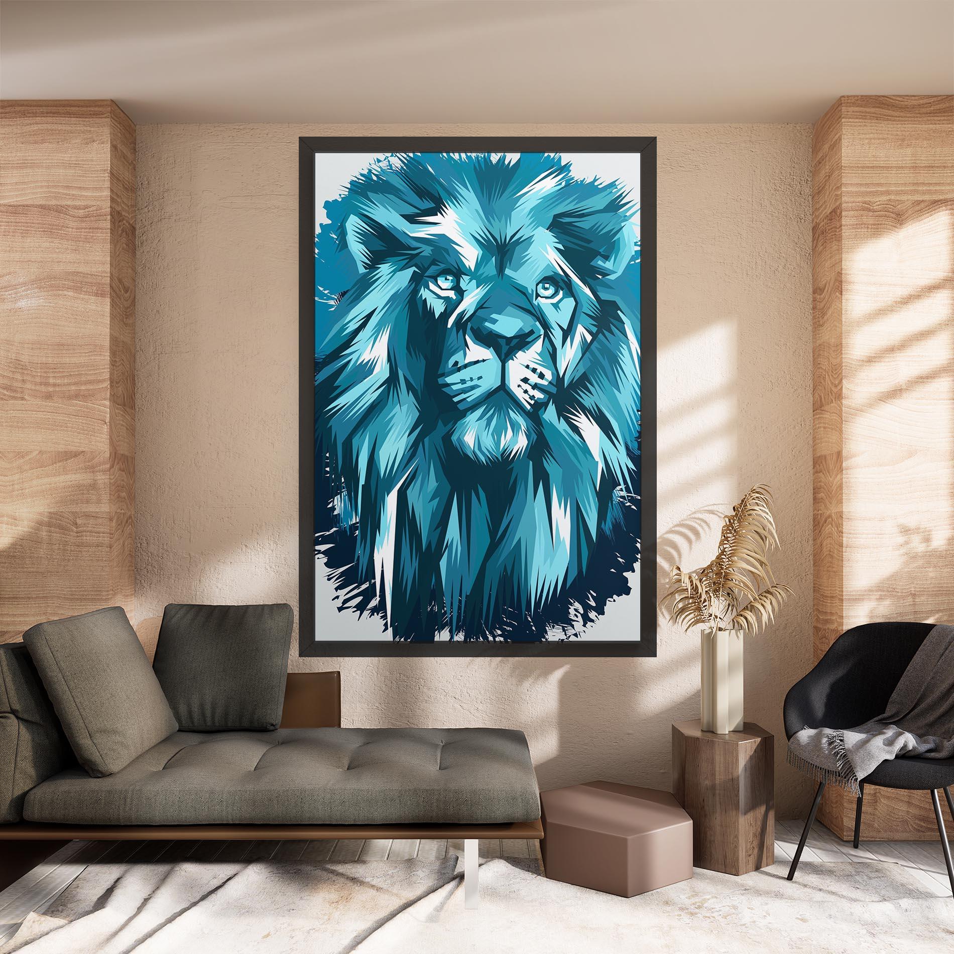 Картина на платно Blue Lion Head mockup 8