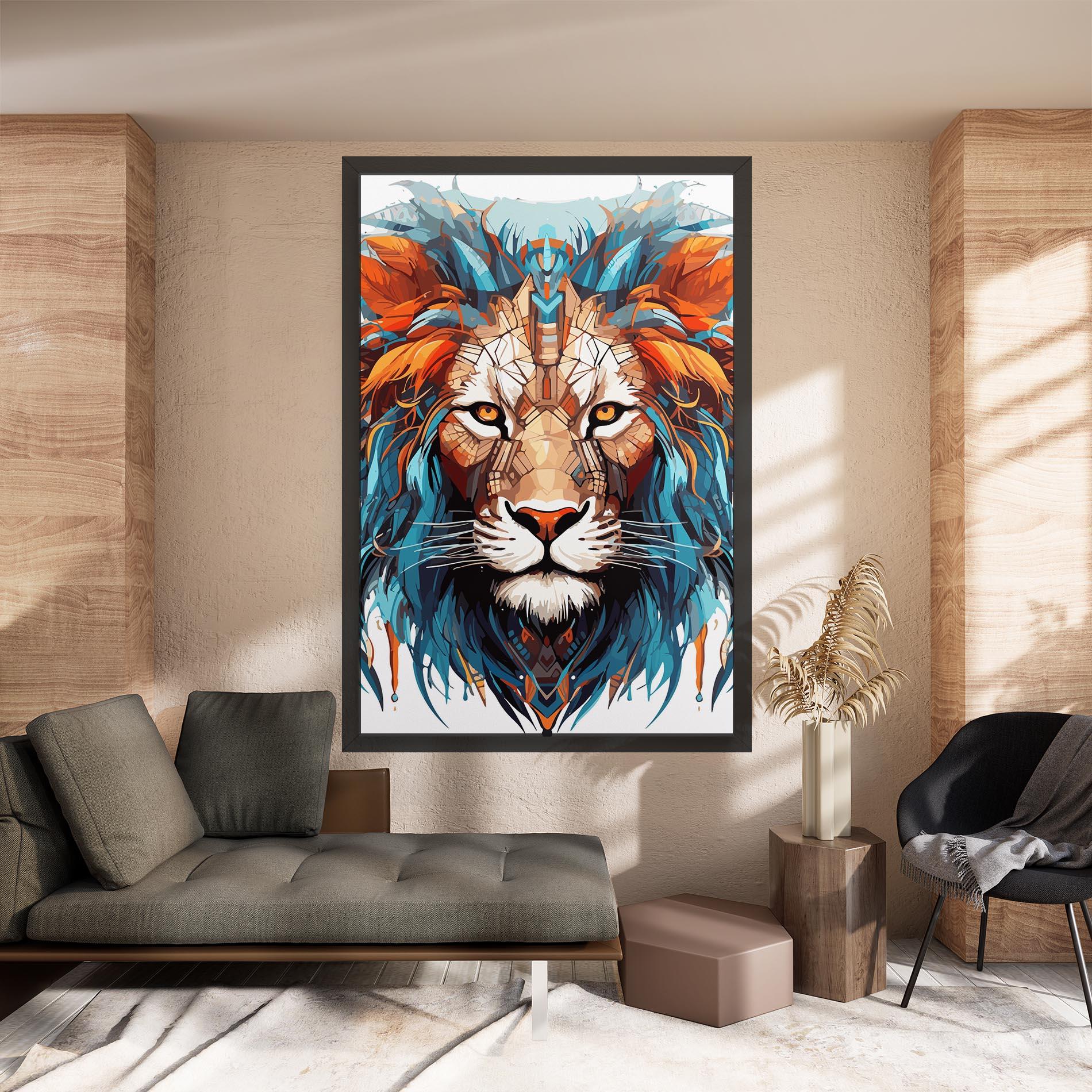 Картина на платно Blue Orange Lion mockup 8