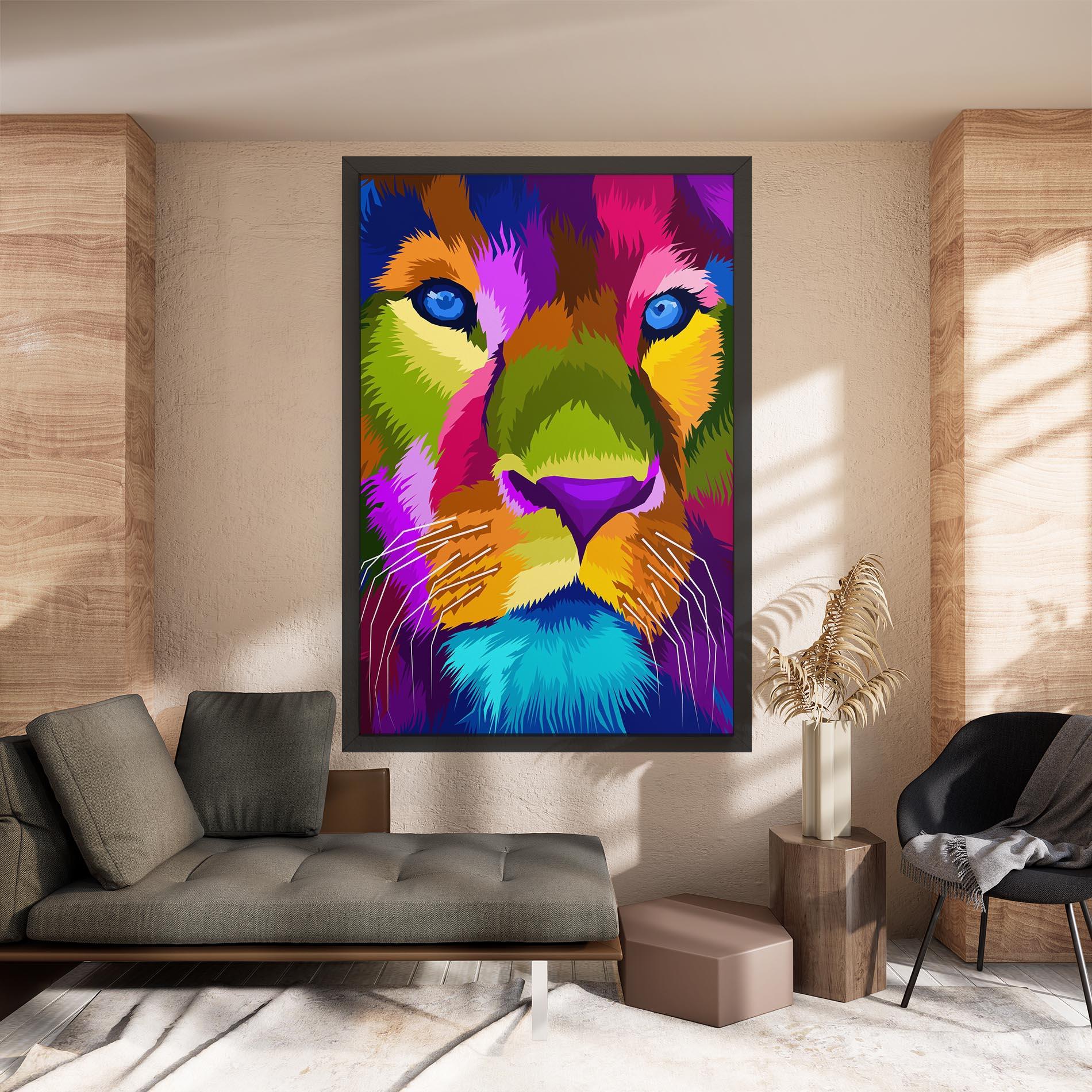 Картина на платно Color Lion Close Up mockup 8