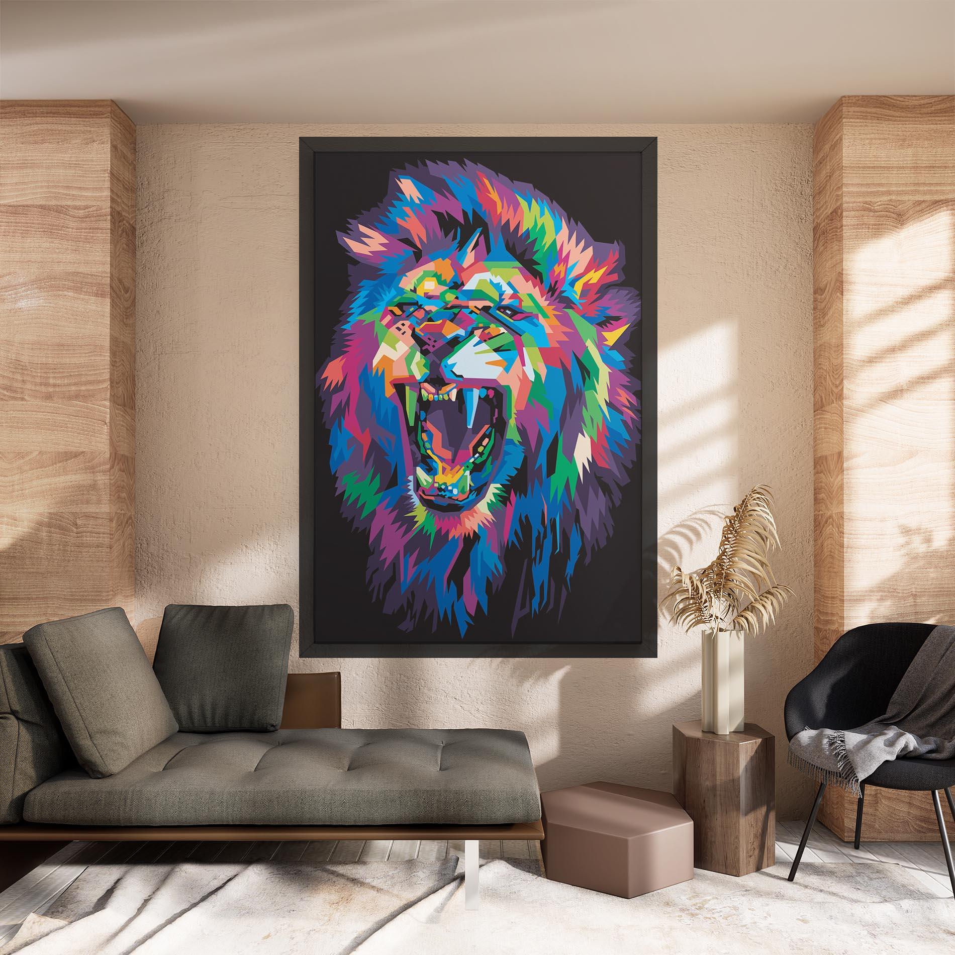 Картина на платно Colorful Lion Head mockup 8