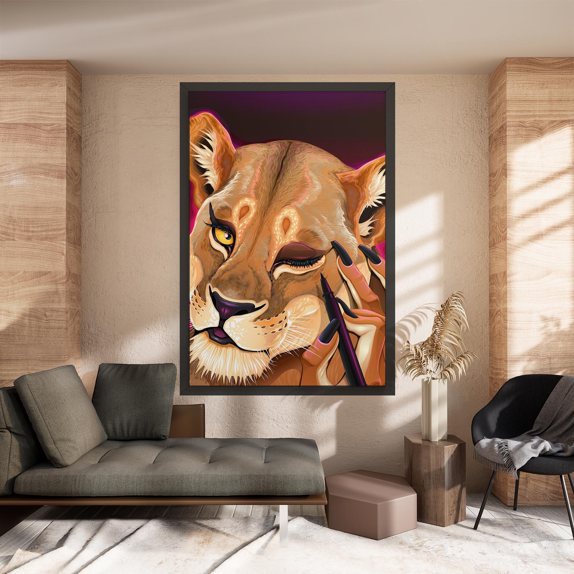 Картина на платно Female Lion Makeup mockup 8