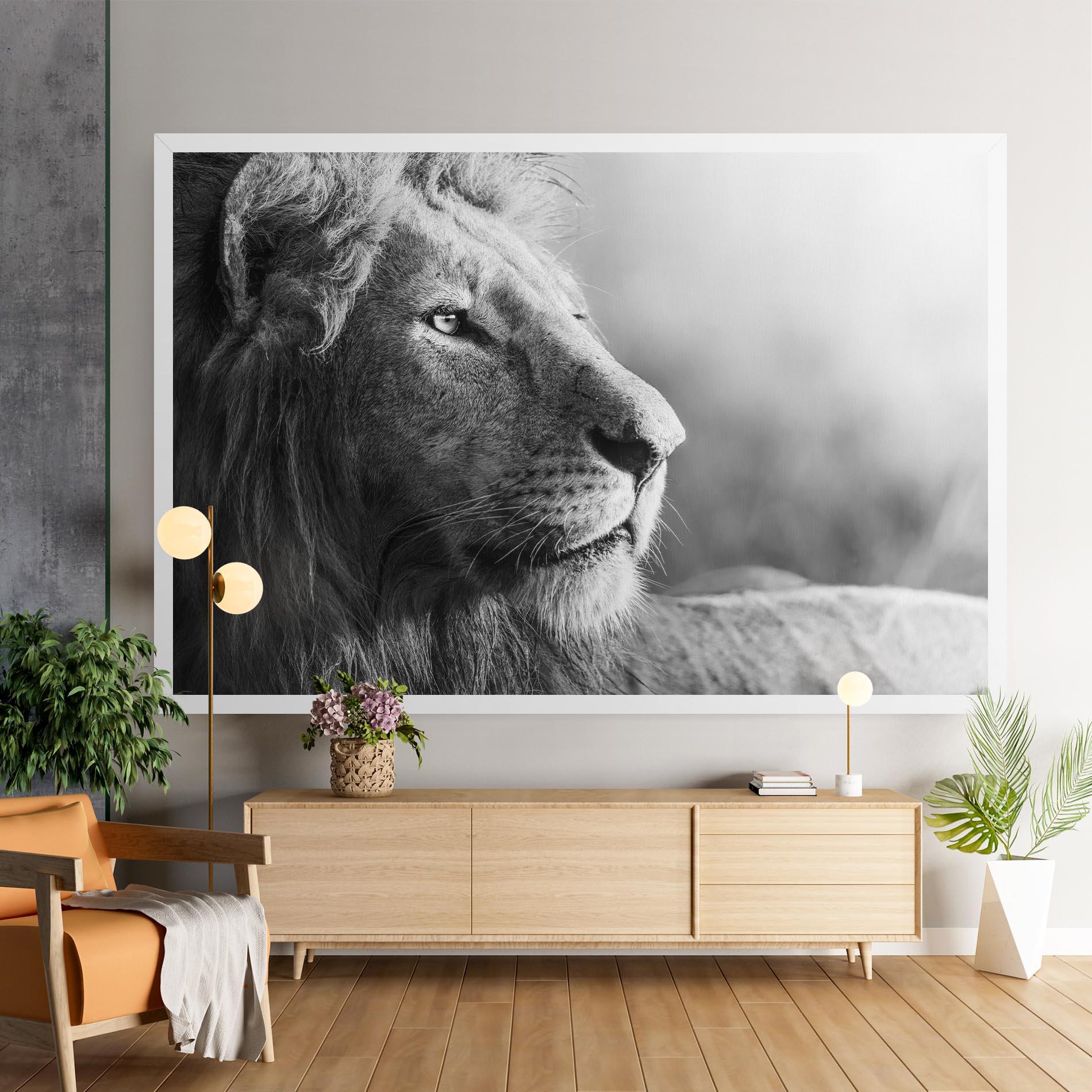 Картина на платно Grey Lion Head mockup 9