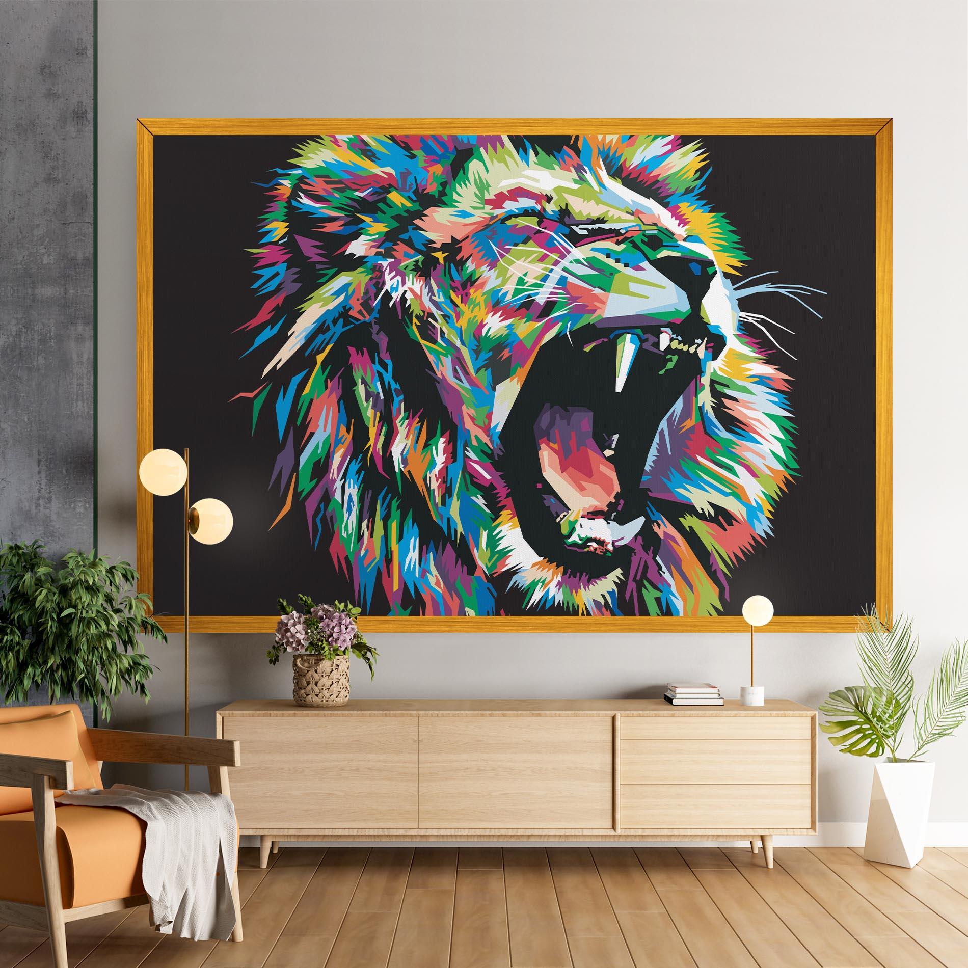 Картина на платно Green Blue Lion mockup 9