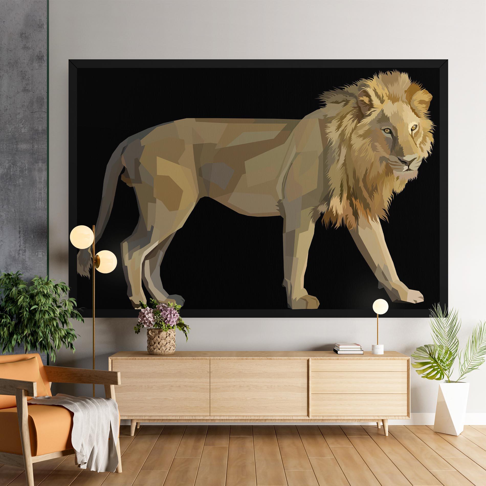 Картина на платно Lion Art On Black mockup 9