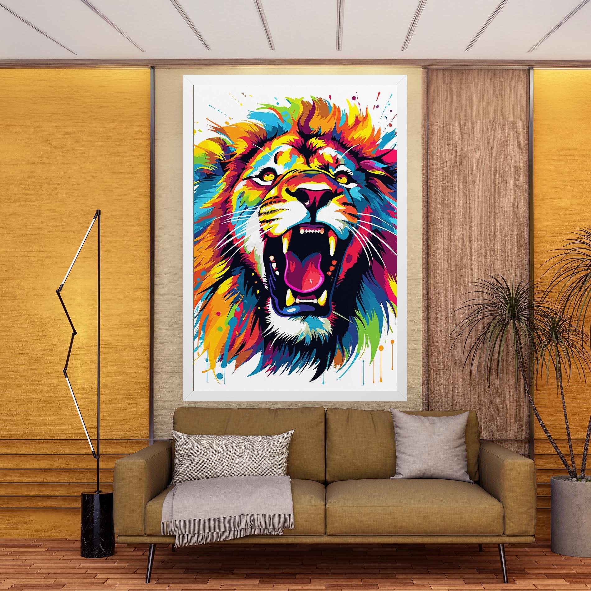 Картина на платно Angry Lion Mix mockup 9