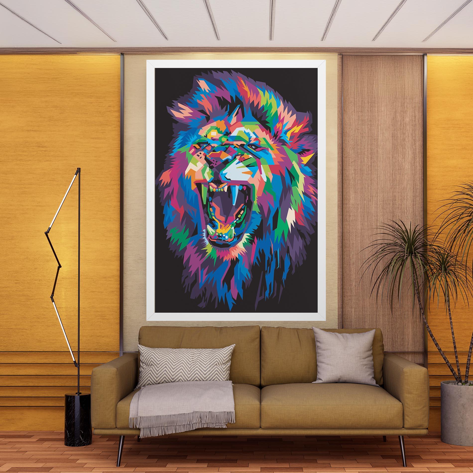 Картина на платно Colorful Lion Head mockup 9
