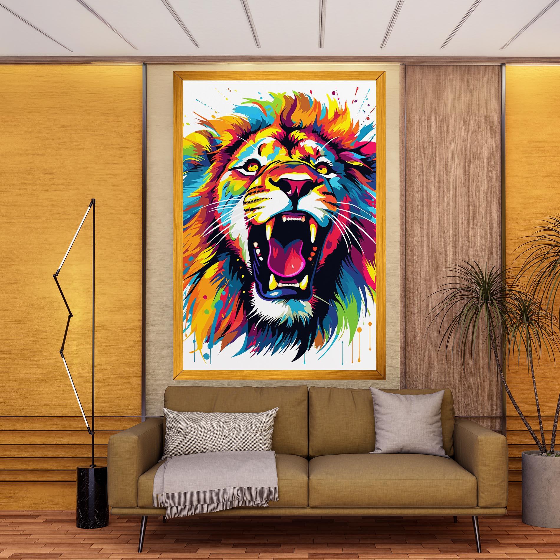 Картина на платно Angry Lion Mix mockup 9