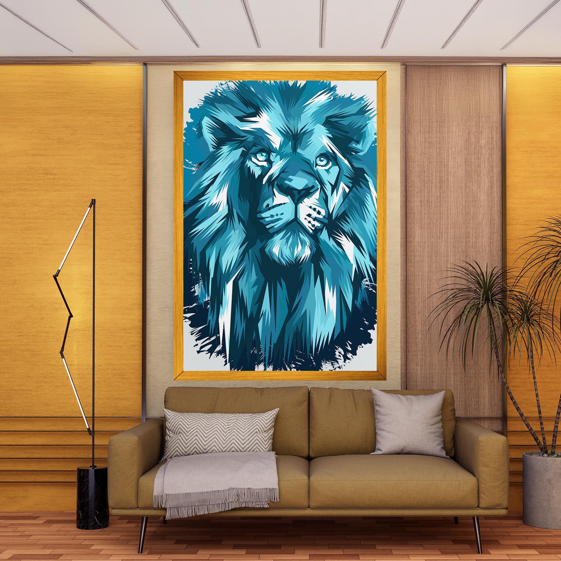 Картина на платно Blue Lion Head mockup 9