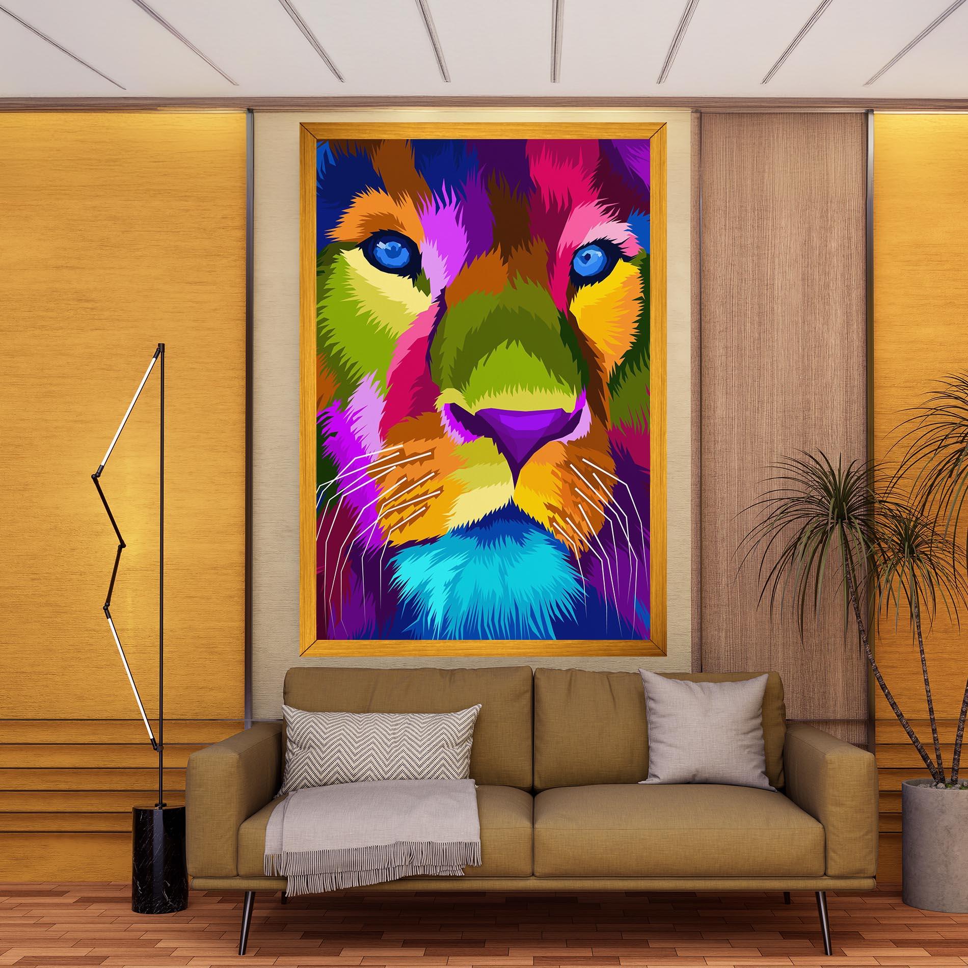 Картина на платно Color Lion Close Up mockup 9