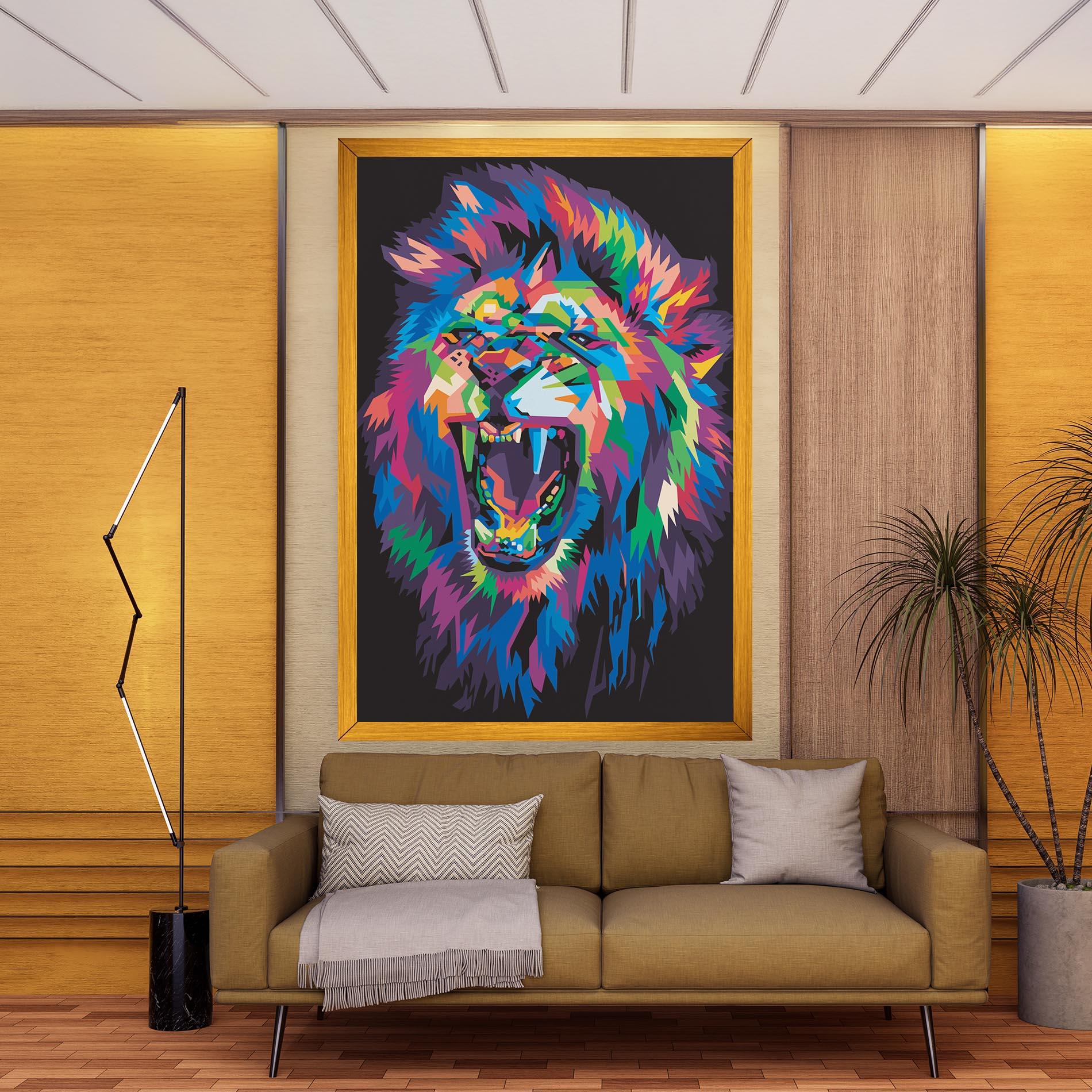 Картина на платно Colorful Lion Head mockup 9