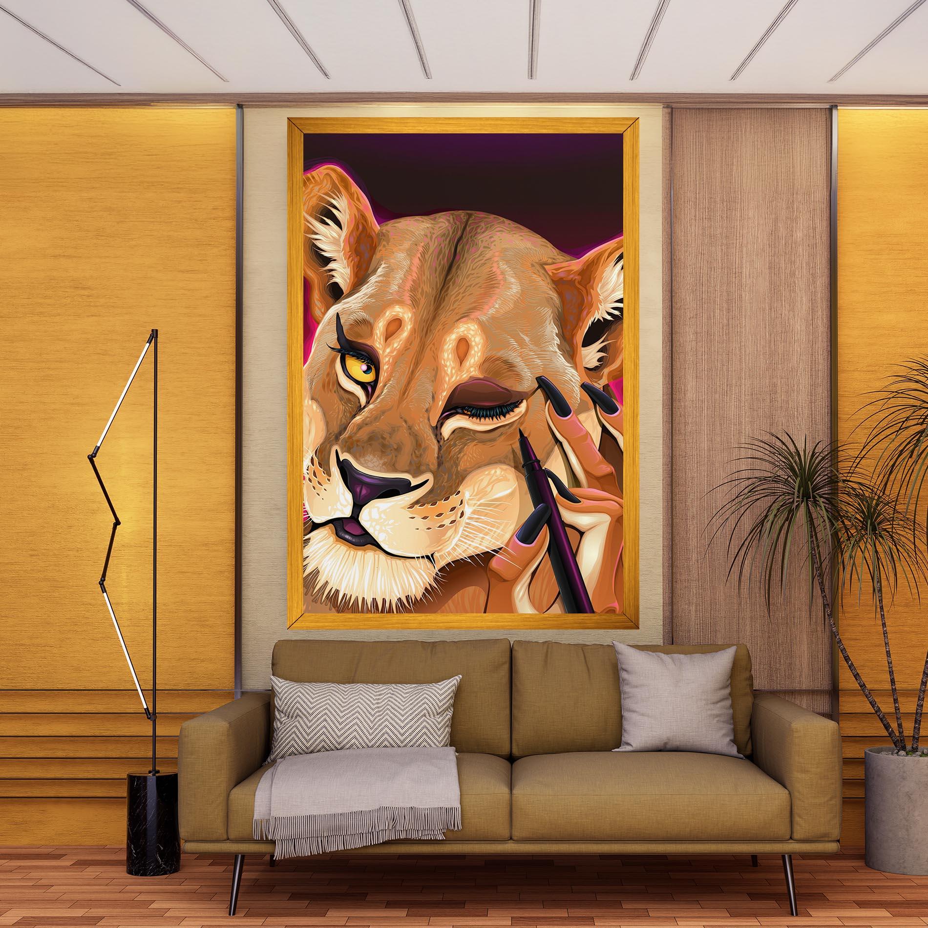 Картина на платно Female Lion Makeup mockup 9
