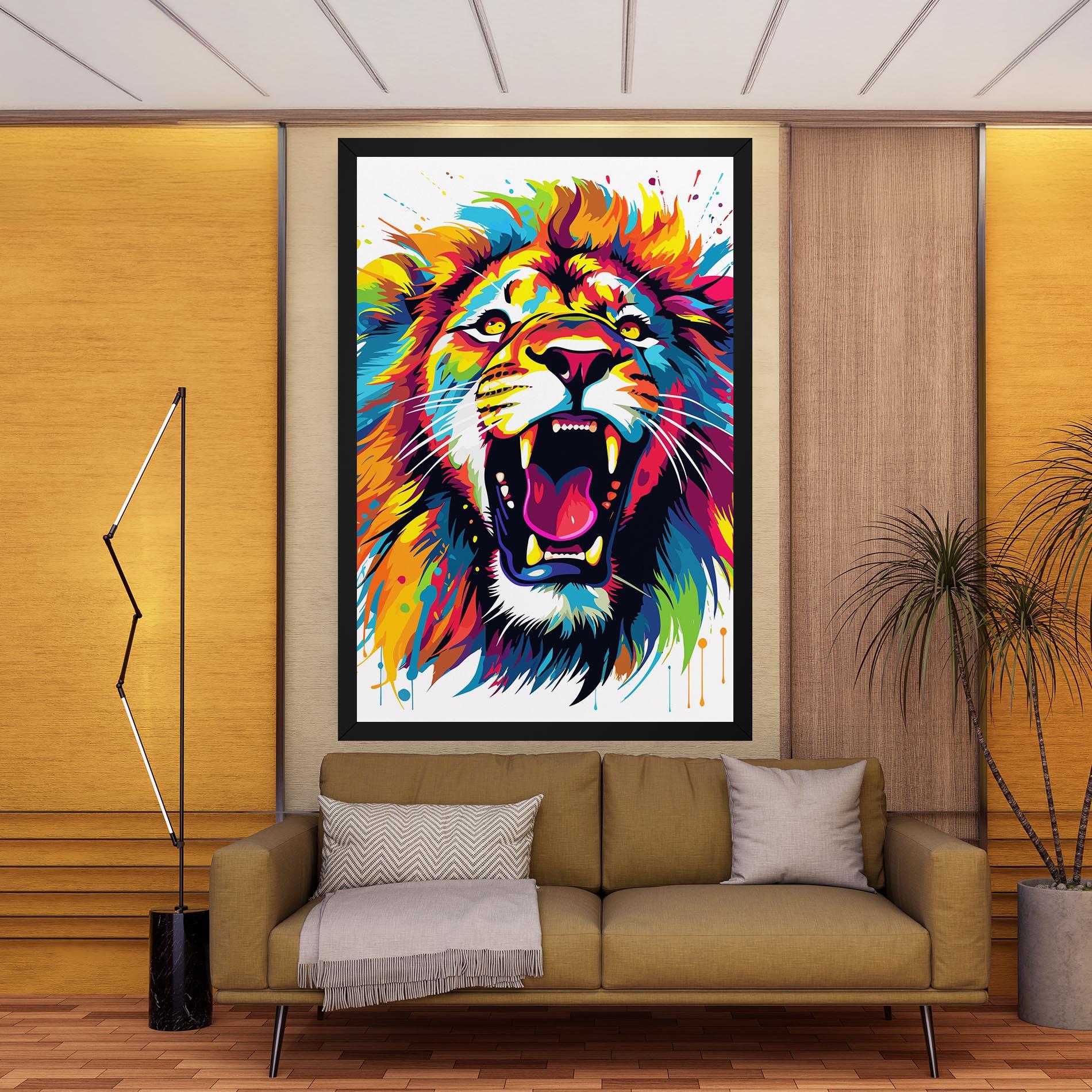 Картина на платно Angry Lion Mix mockup 9