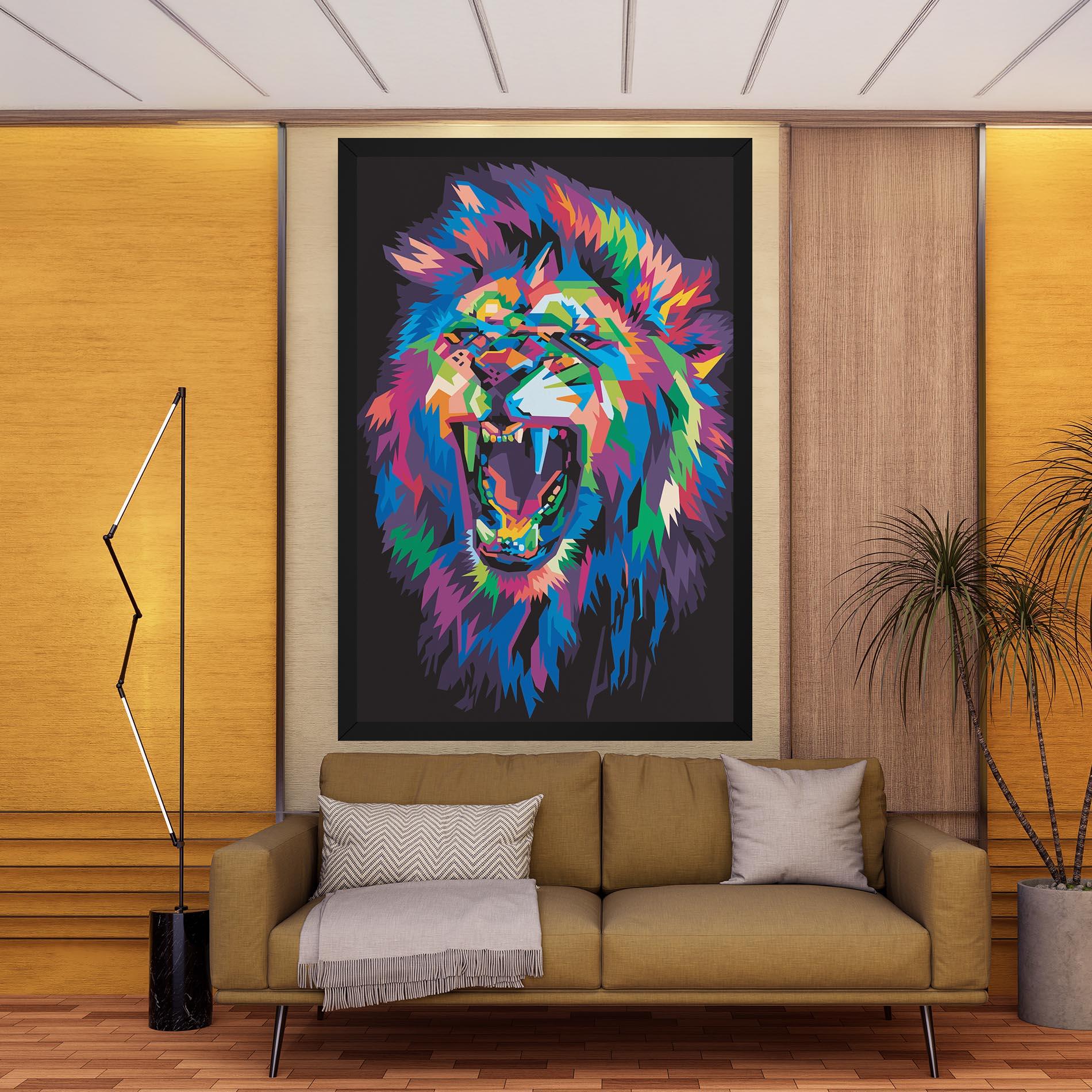 Картина на платно Colorful Lion Head mockup 9