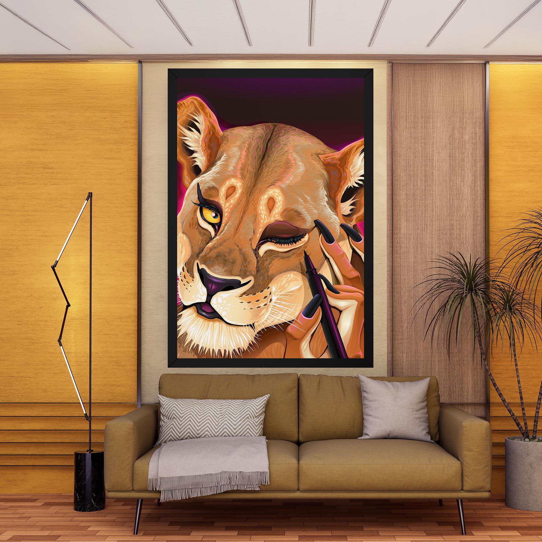 Картина на платно Female Lion Makeup mockup 9