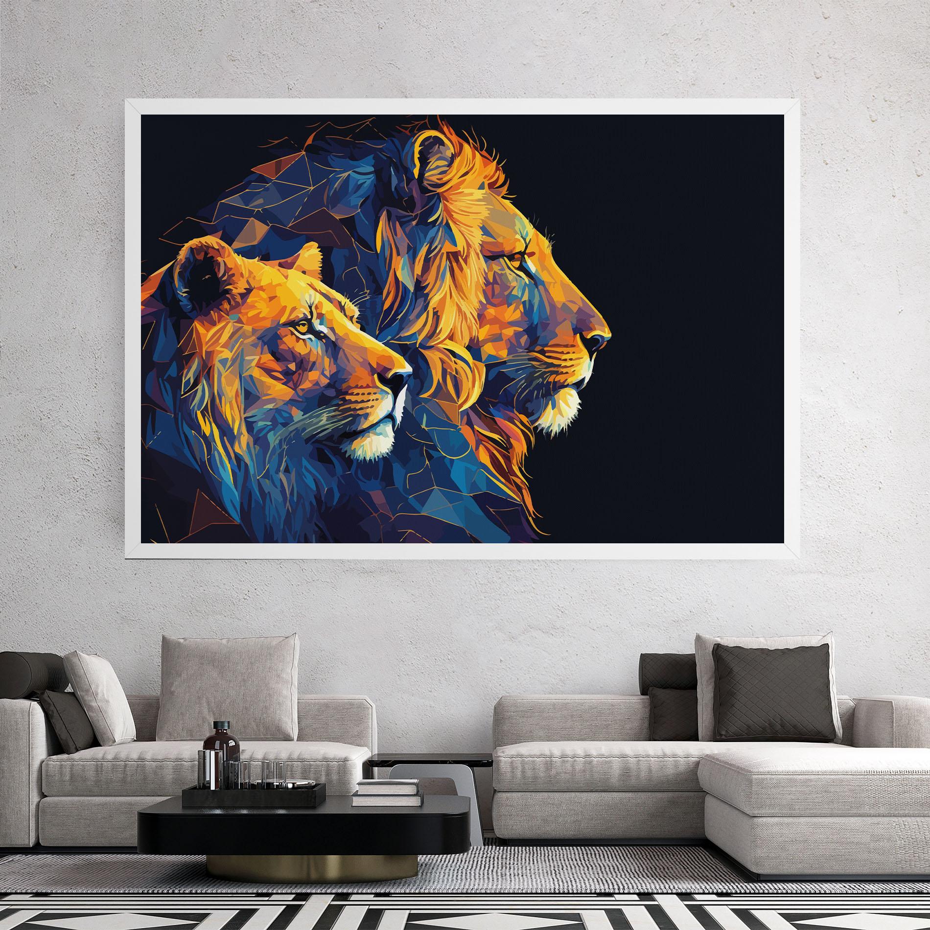 Картина на платно Orange Blue Lion mockup 2