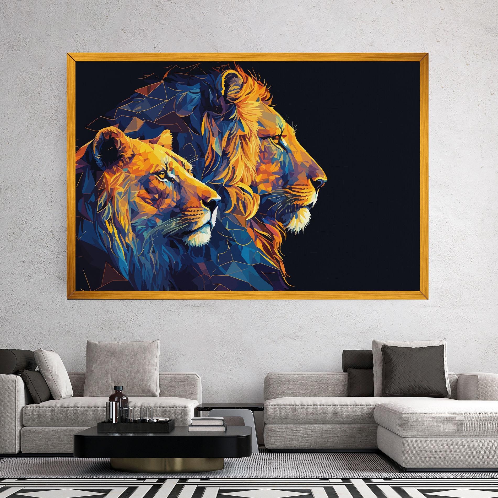 Картина на платно Orange Blue Lion mockup 2