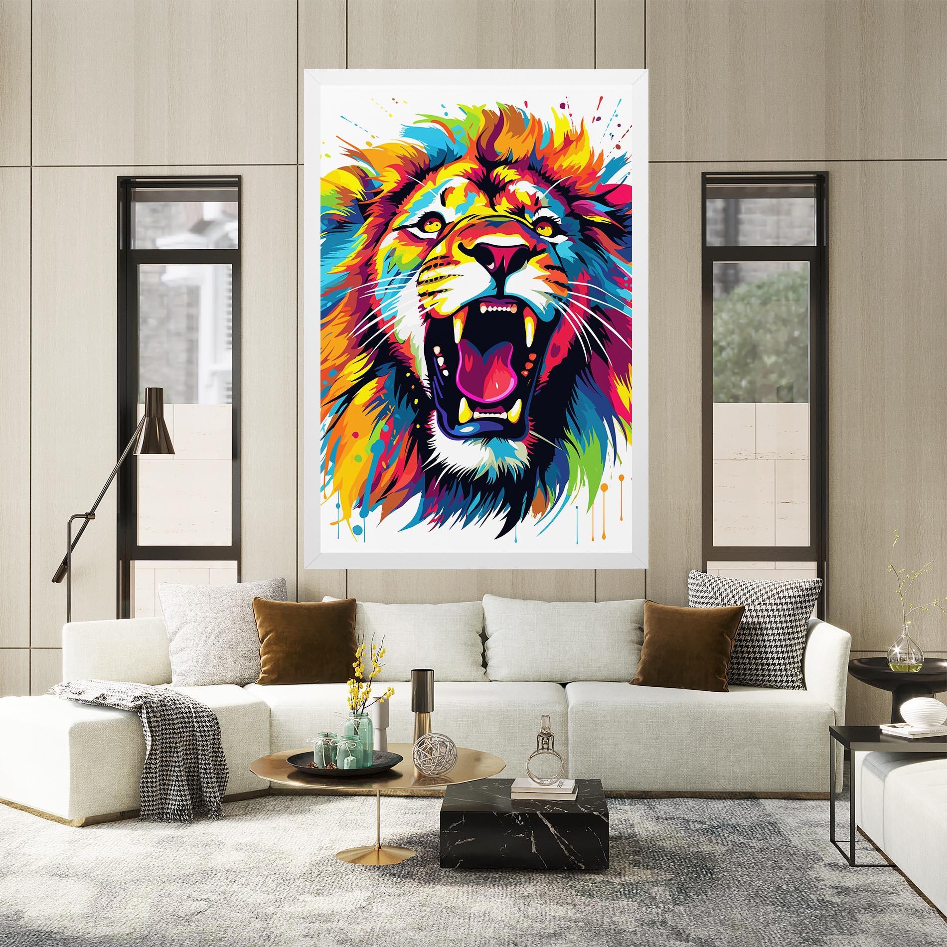 Картина на платно Angry Lion Mix mockup 2