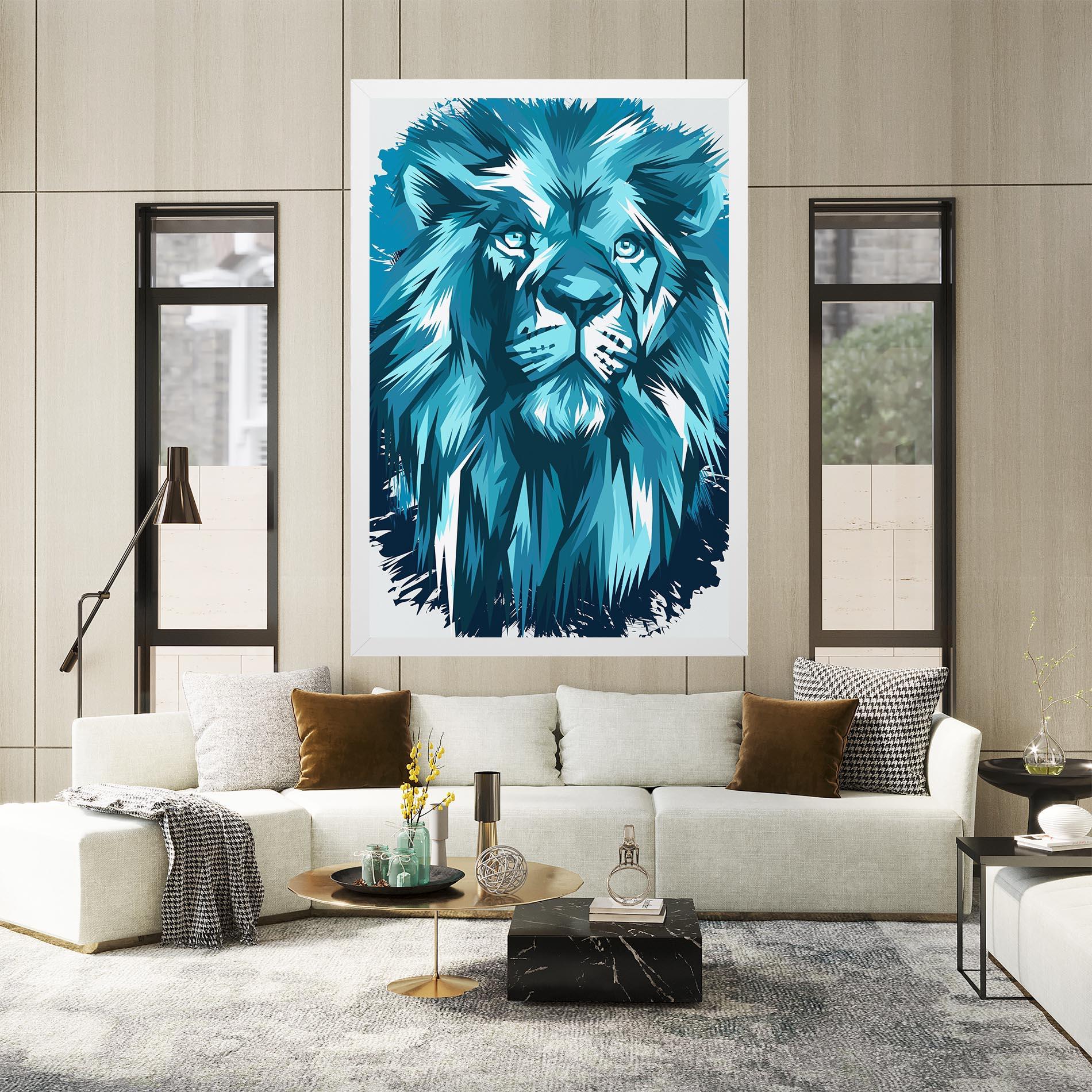 Картина на платно Blue Lion Head mockup 2