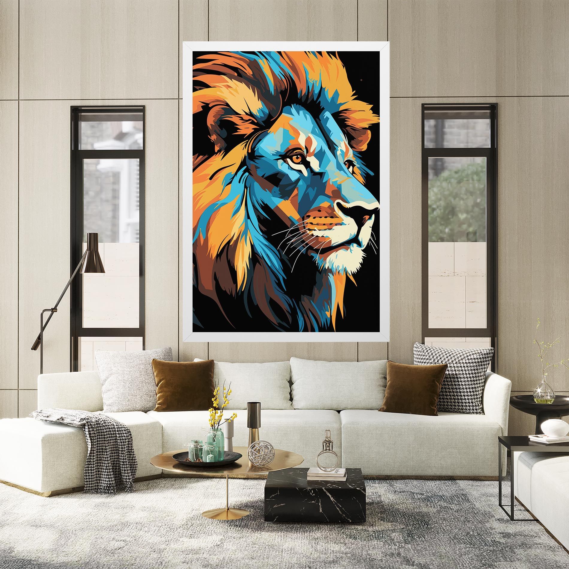 Blue Yellow Lion mockup 2