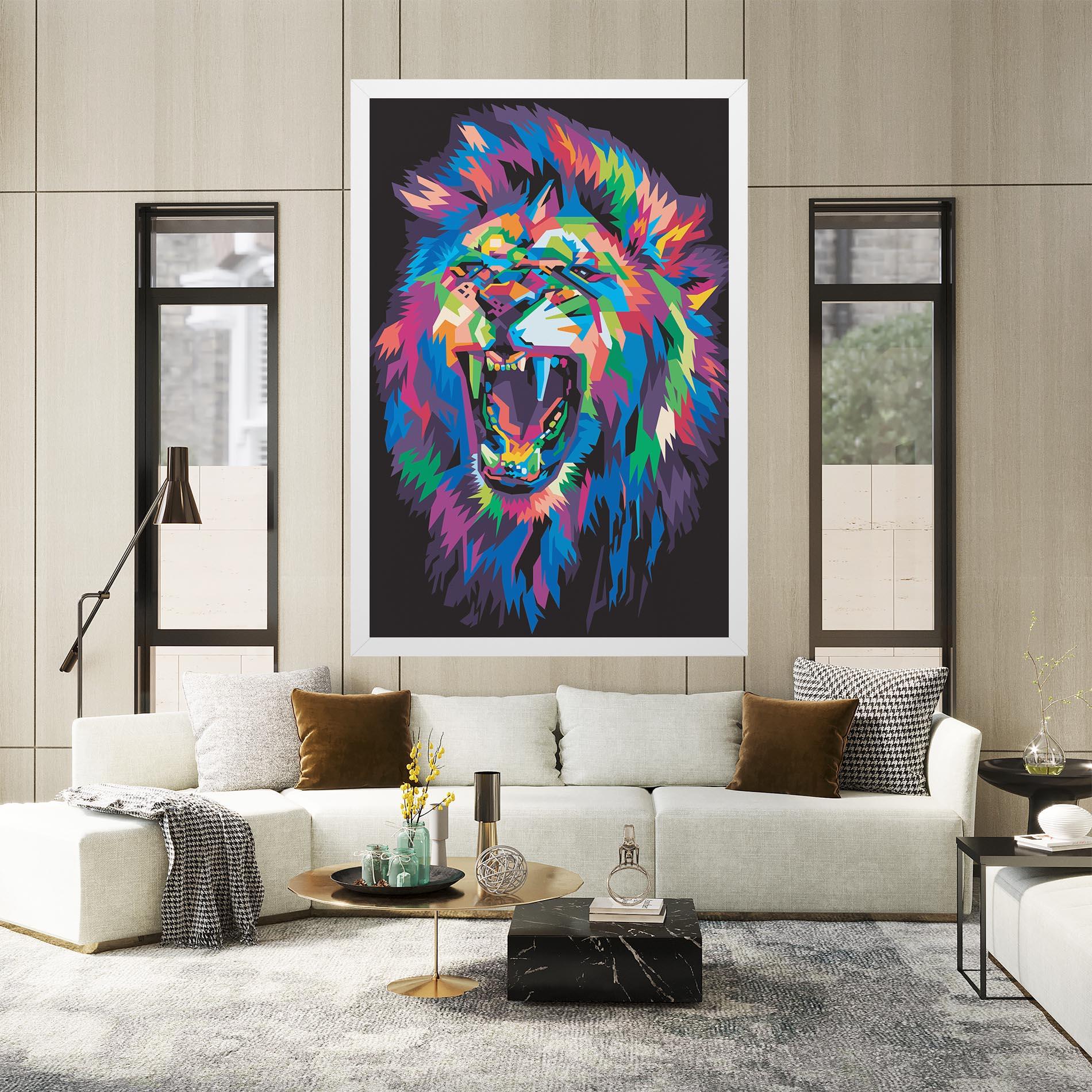 Картина на платно Colorful Lion Head mockup 2
