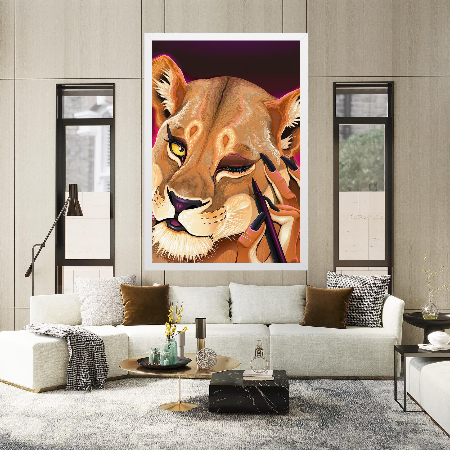 Картина на платно Female Lion Makeup mockup 2