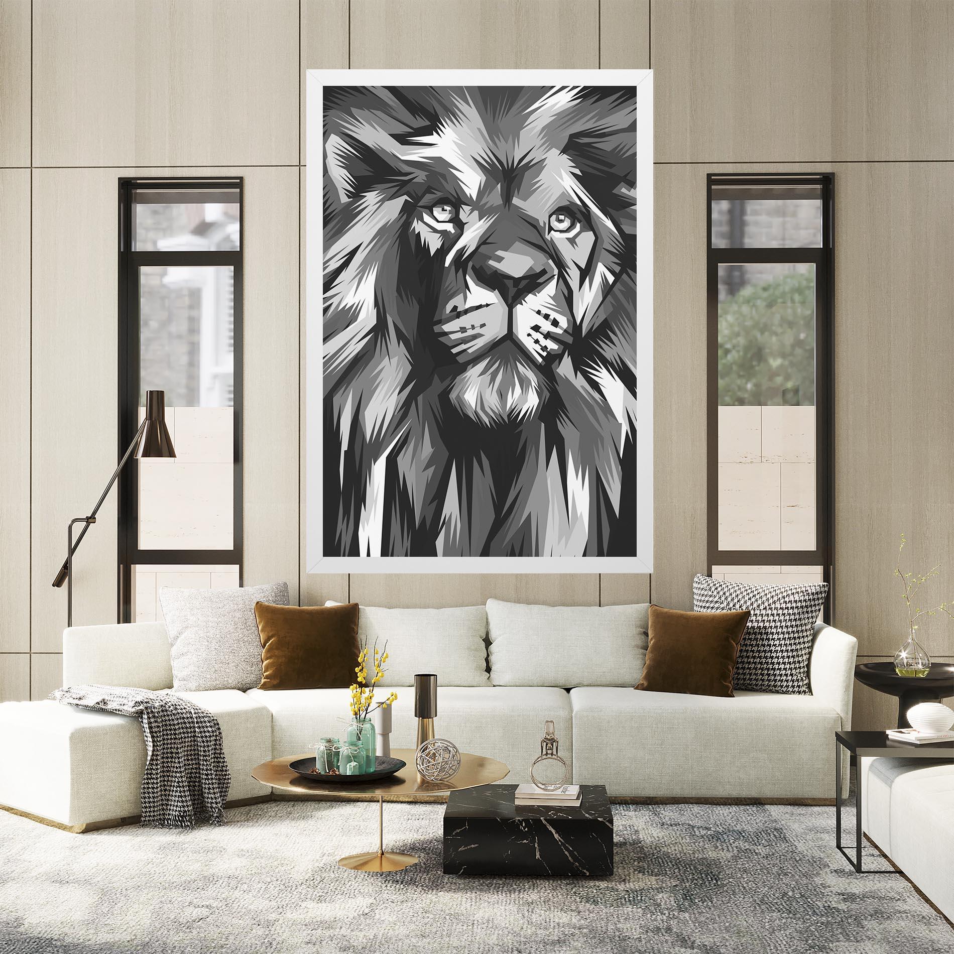 Картина на платно Grey Head Lion mockup 2