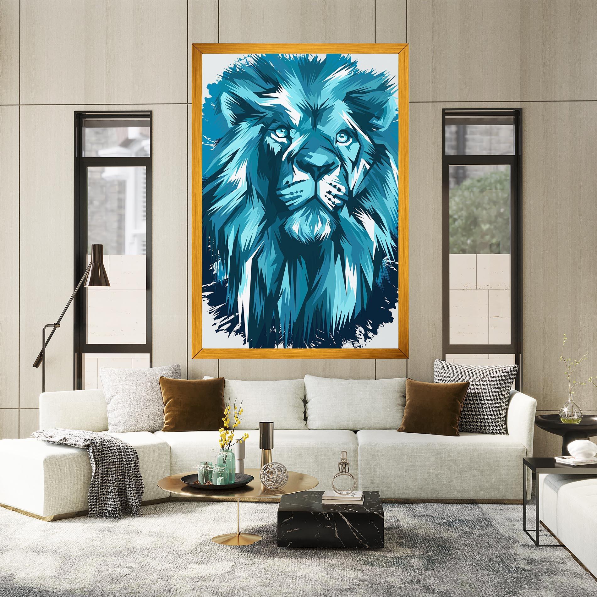 Картина на платно Blue Lion Head mockup 2