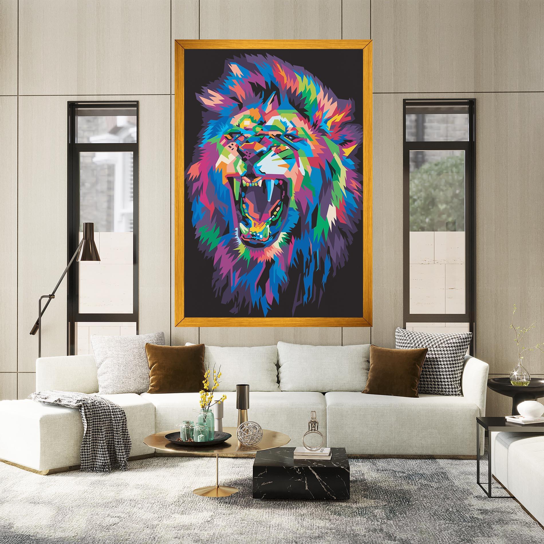 Картина на платно Colorful Lion Head mockup 2
