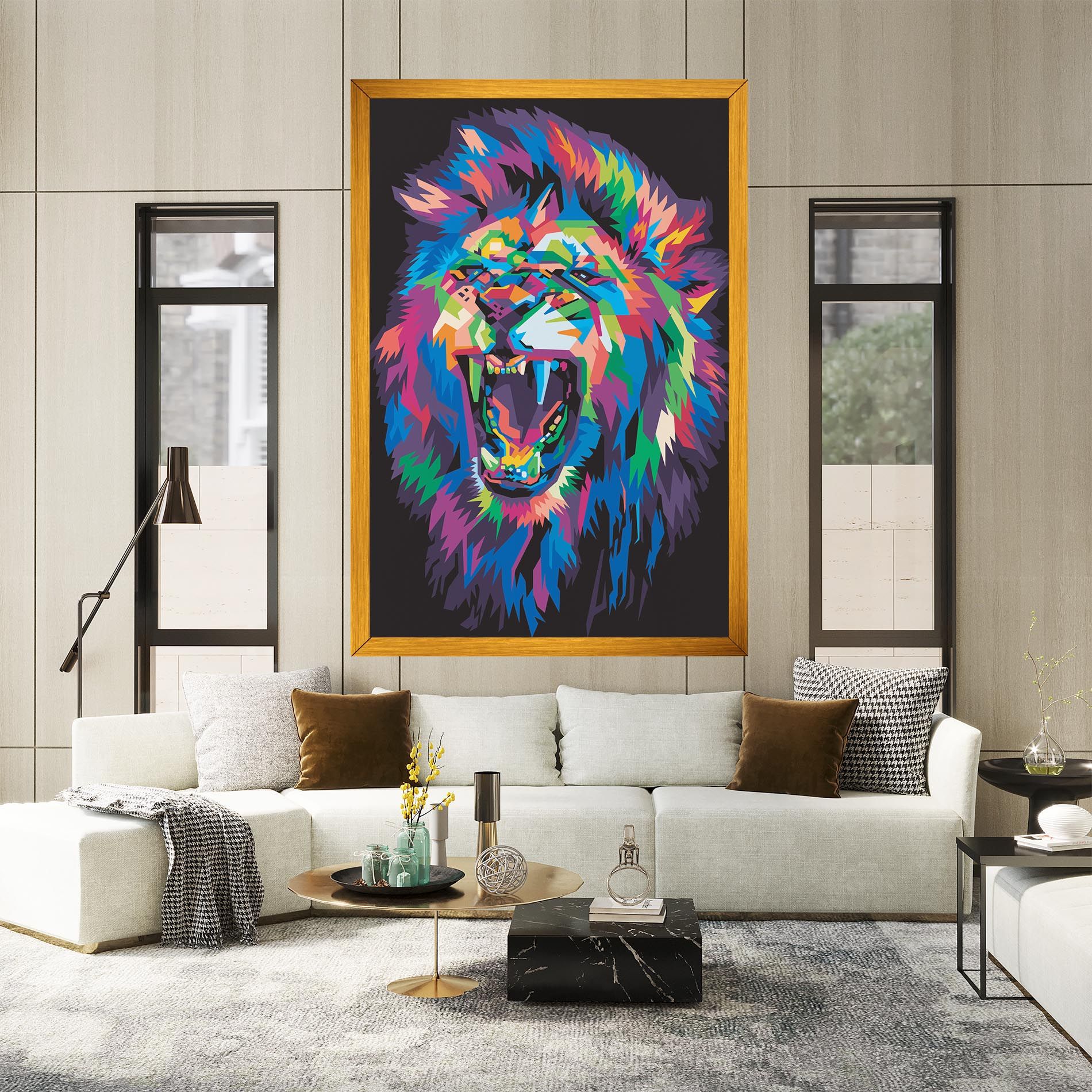 Colorful Lion Head mockup 2