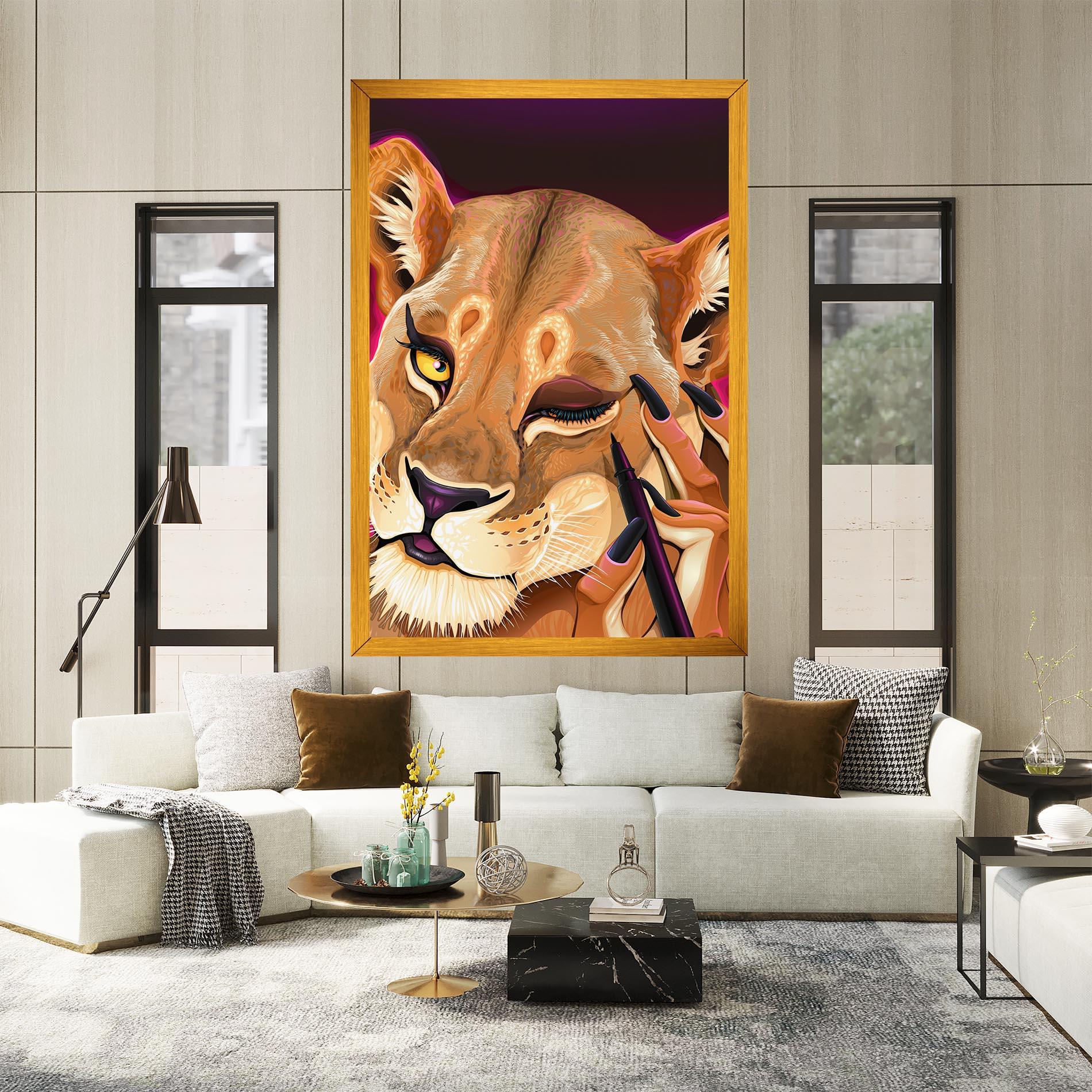 Картина на платно Female Lion Makeup mockup 2