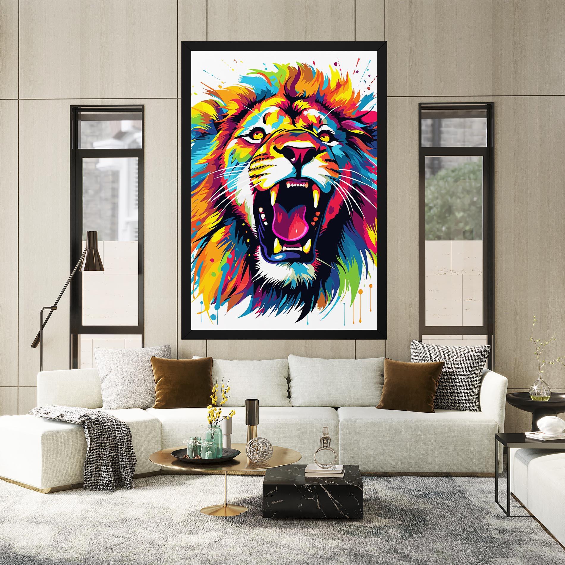 Картина на платно Angry Lion Mix mockup 2