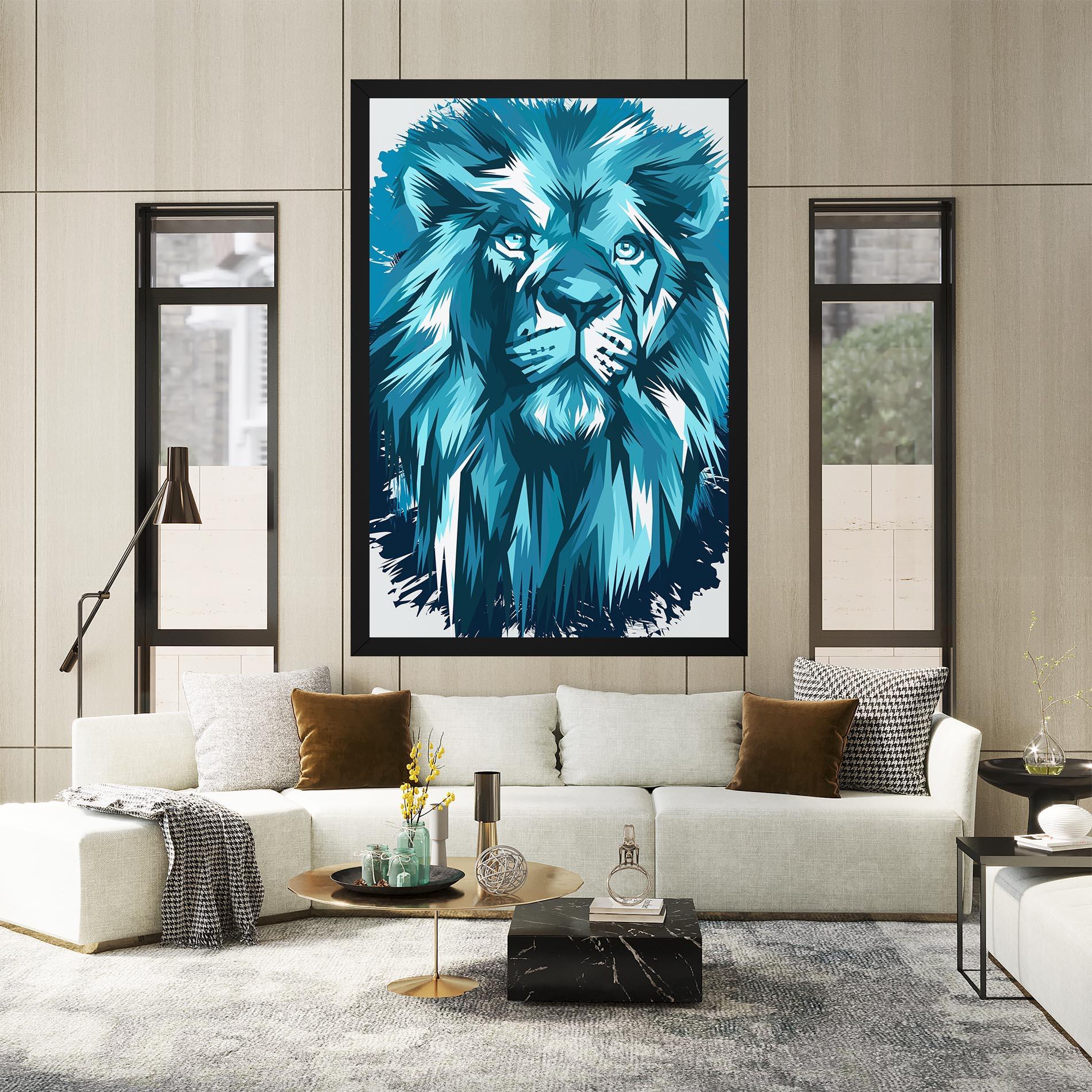 Картина на платно Blue Lion Head mockup 2