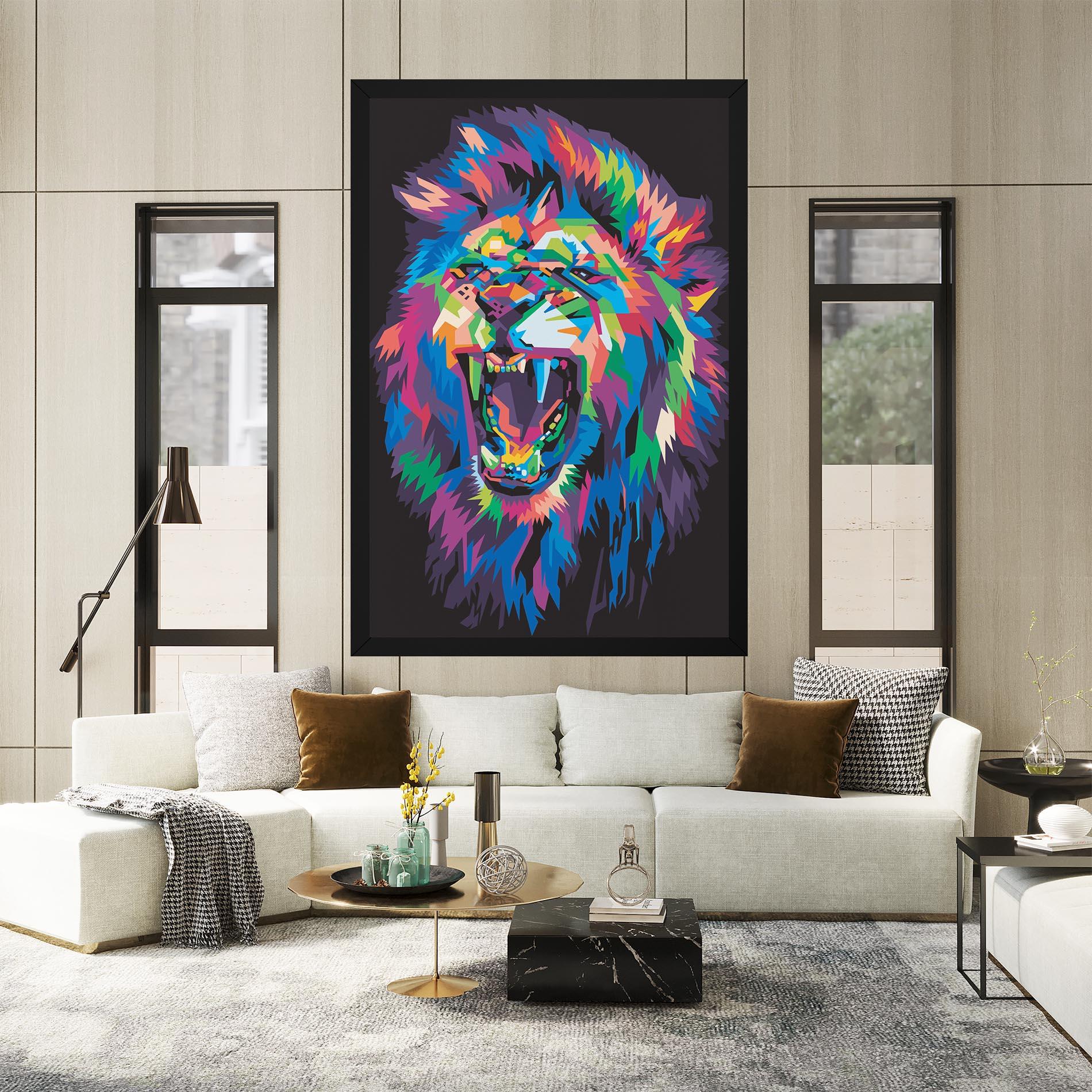 Картина на платно Colorful Lion Head mockup 2