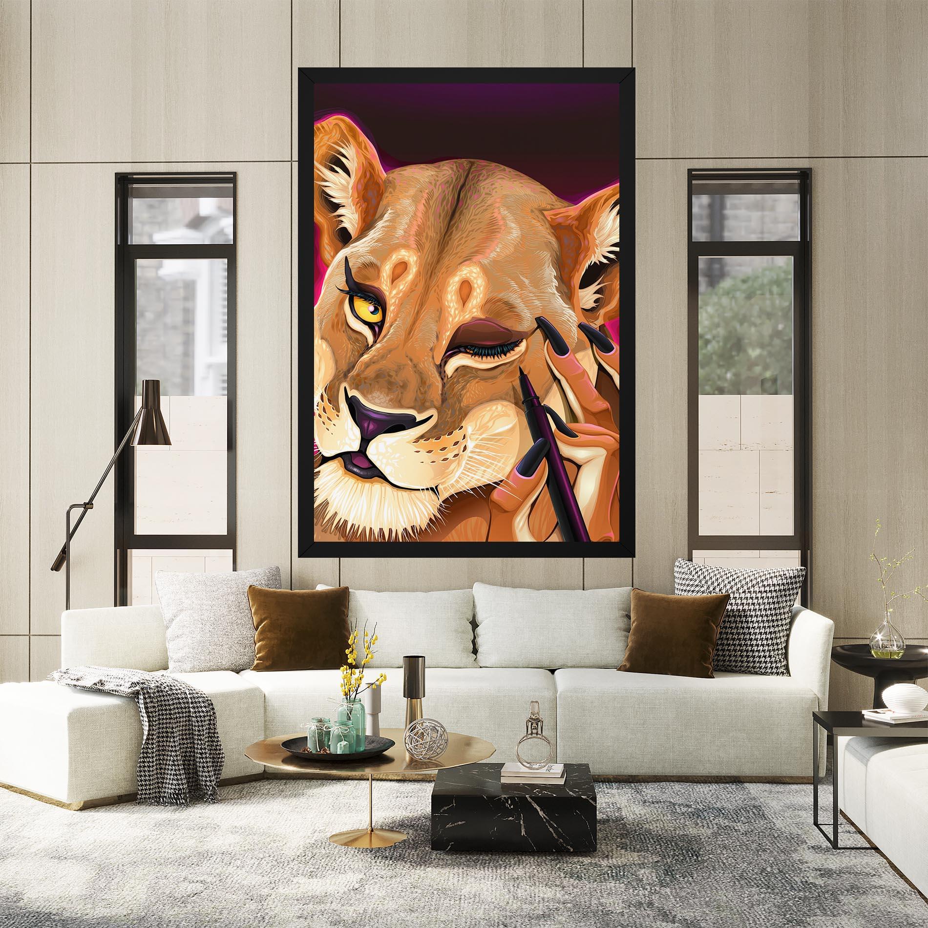 Картина на платно Female Lion Makeup mockup 2