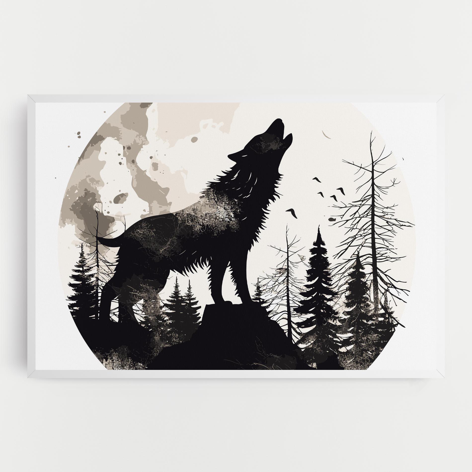 Картина на платно Black On Cream Wolf mockup 0