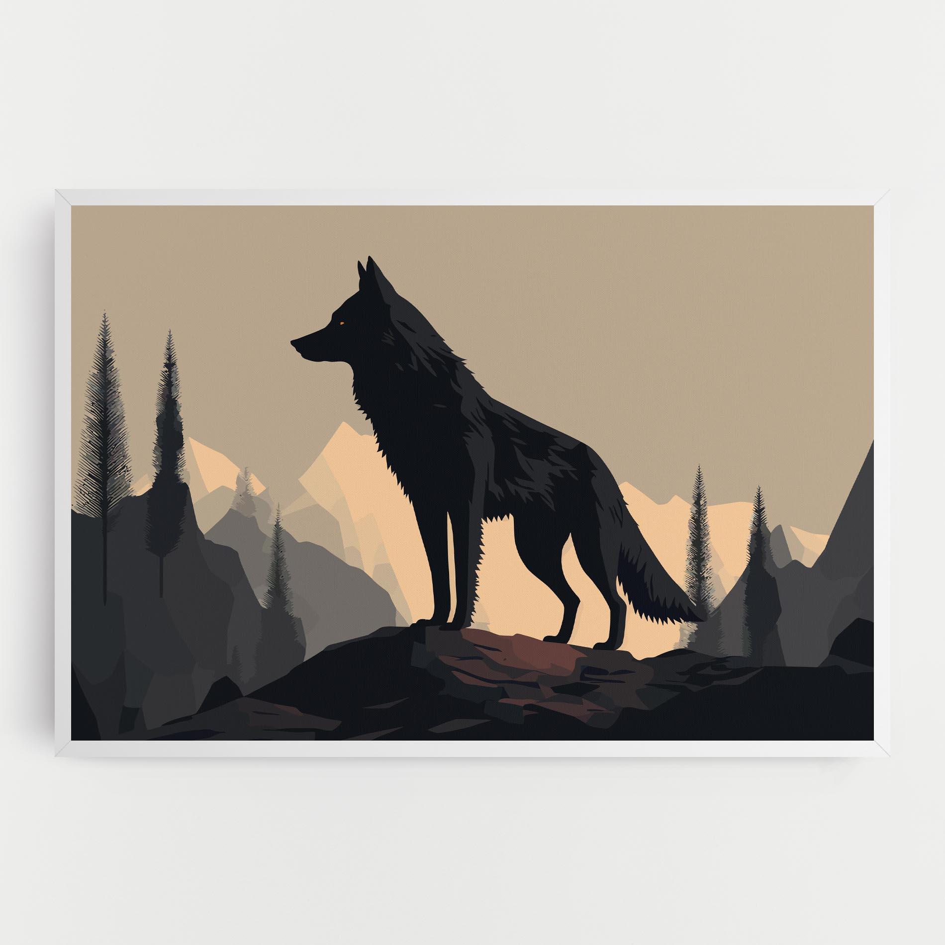Картина на платно Black Wolf mockup 0