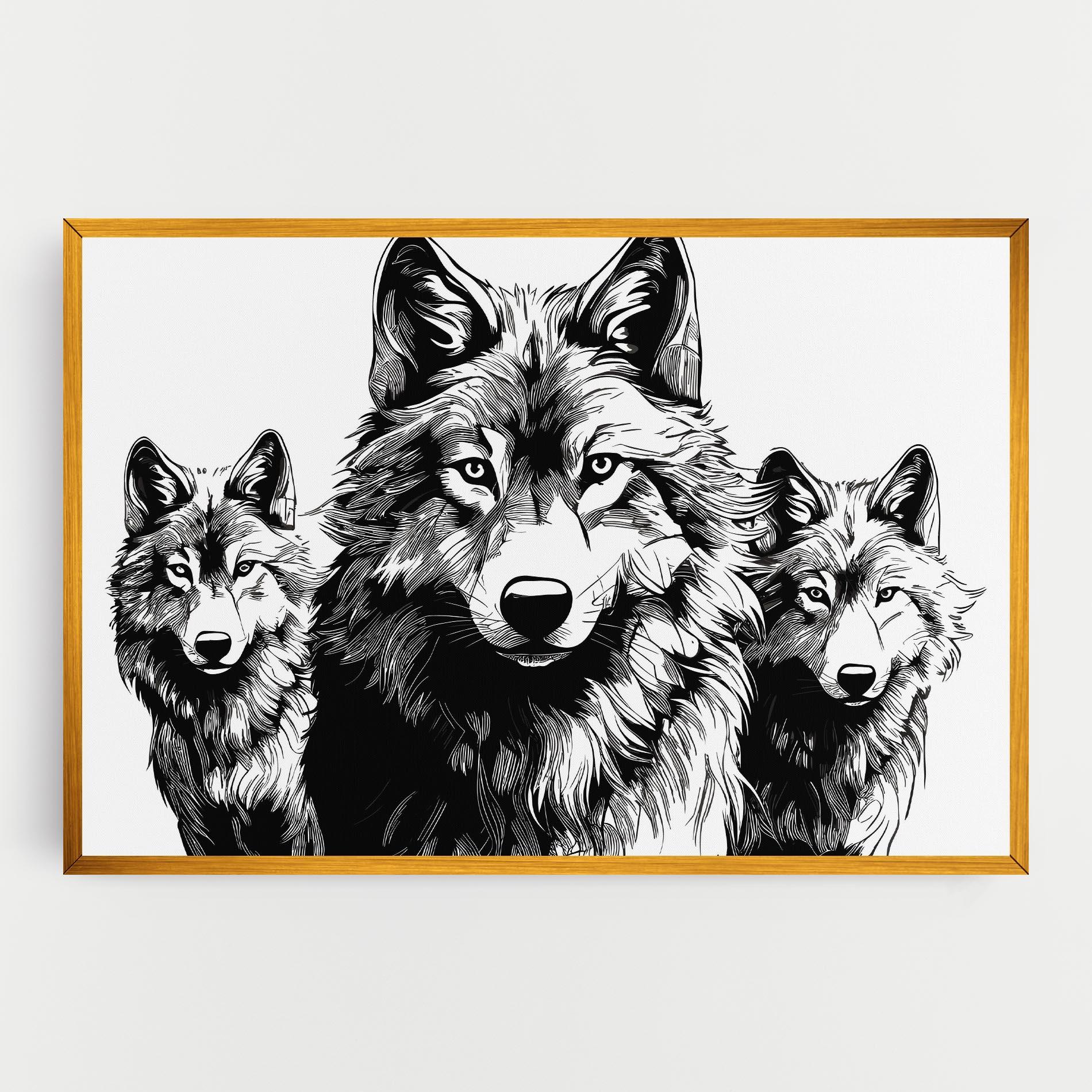 Картина на платно 3 Wolves mockup 0